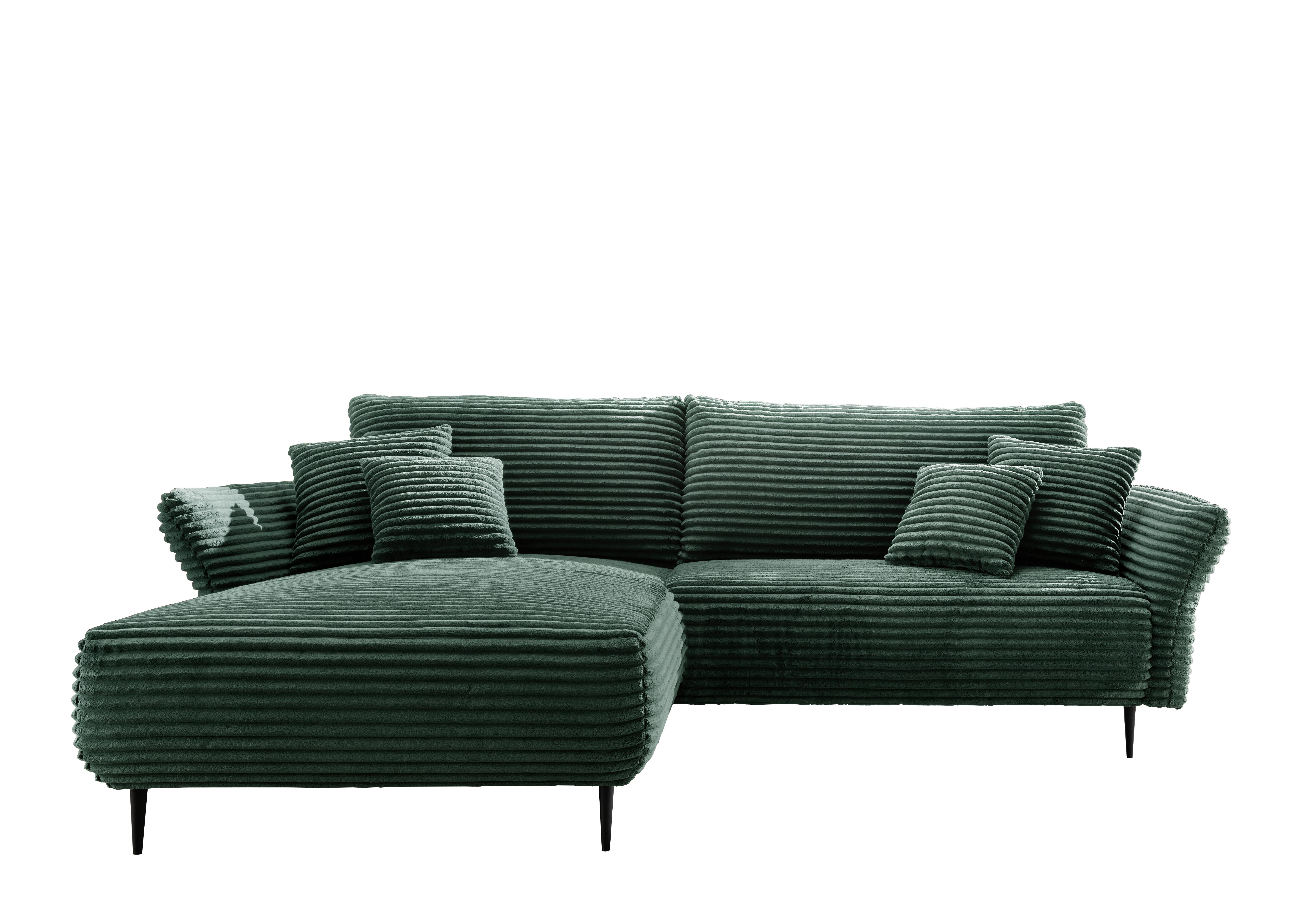 Ecksofa Vanilla Dunkelgrün S: 178x264-302 cm - Dunkelgrün/Schwarz, Design, Textil (178/264-302cm) - Livetastic
