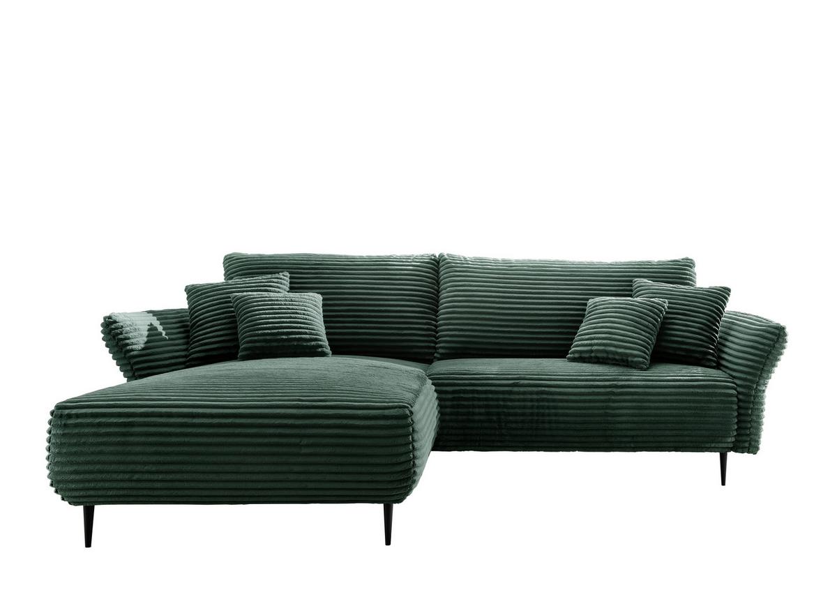 Ecksofa Vanilla Dunkelgrün S: 178x264-302 Cm - Dunkelgrün/Schwarz, Design, Textil (178/264-302cm) - Livetastic