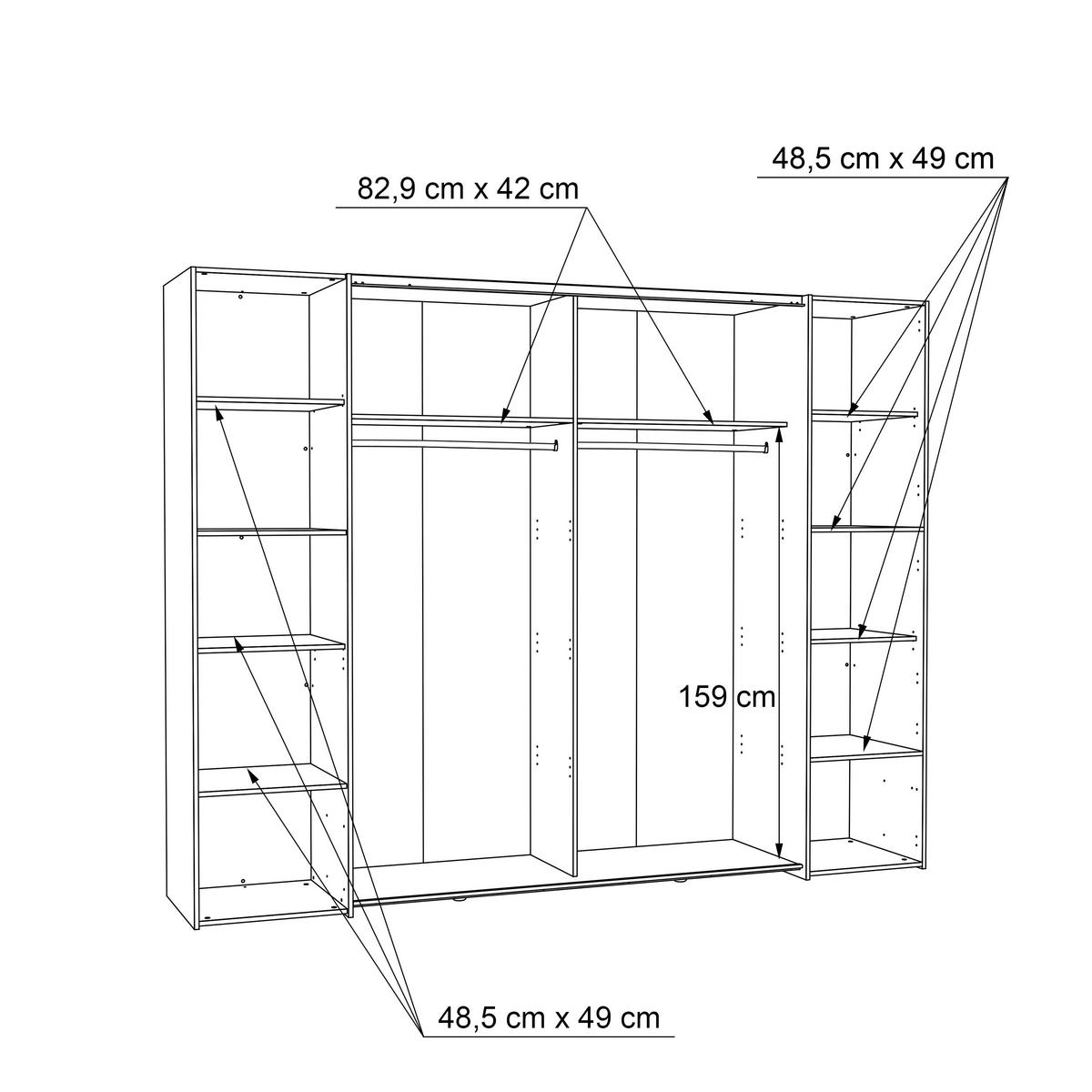 Drehtürenschrank 270cm Narago, Eichefarben/Dunkelgrau - Eichefarben/Dunkelgrau, MODERN, Holzwerkstoff/Kunststoff (270/210/61cm) - MID.YOU