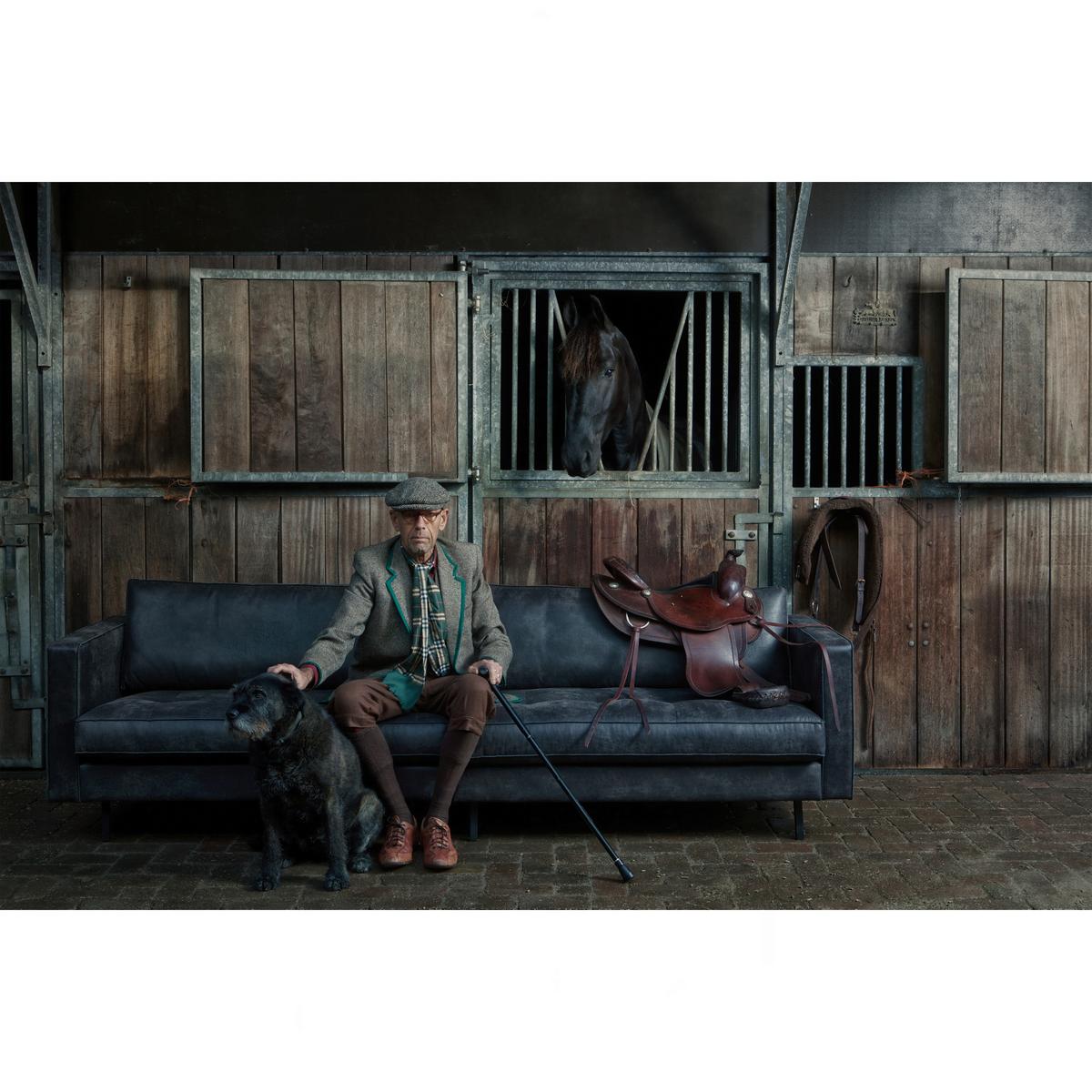 3-sitzer-sofa Rodeo Classic Schwarz B: 275cm - Schwarz, Design, Leder/Metall (275/83/88cm) - Livetastic