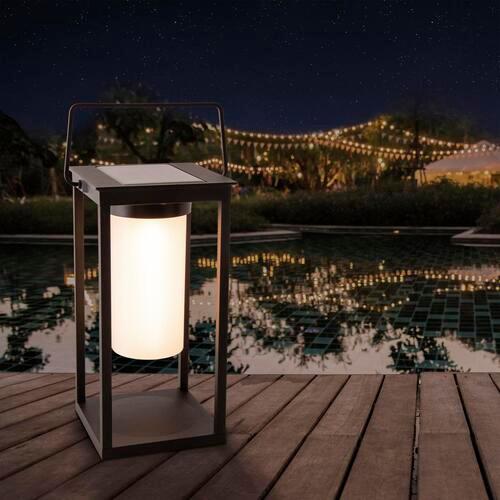 Solarleuchte LED-Sockelleuchte Aluminium Kunststoff - Schwarz, Basics, Kunststoff/Metall (14,5/32,5/14,5cm) - Näve