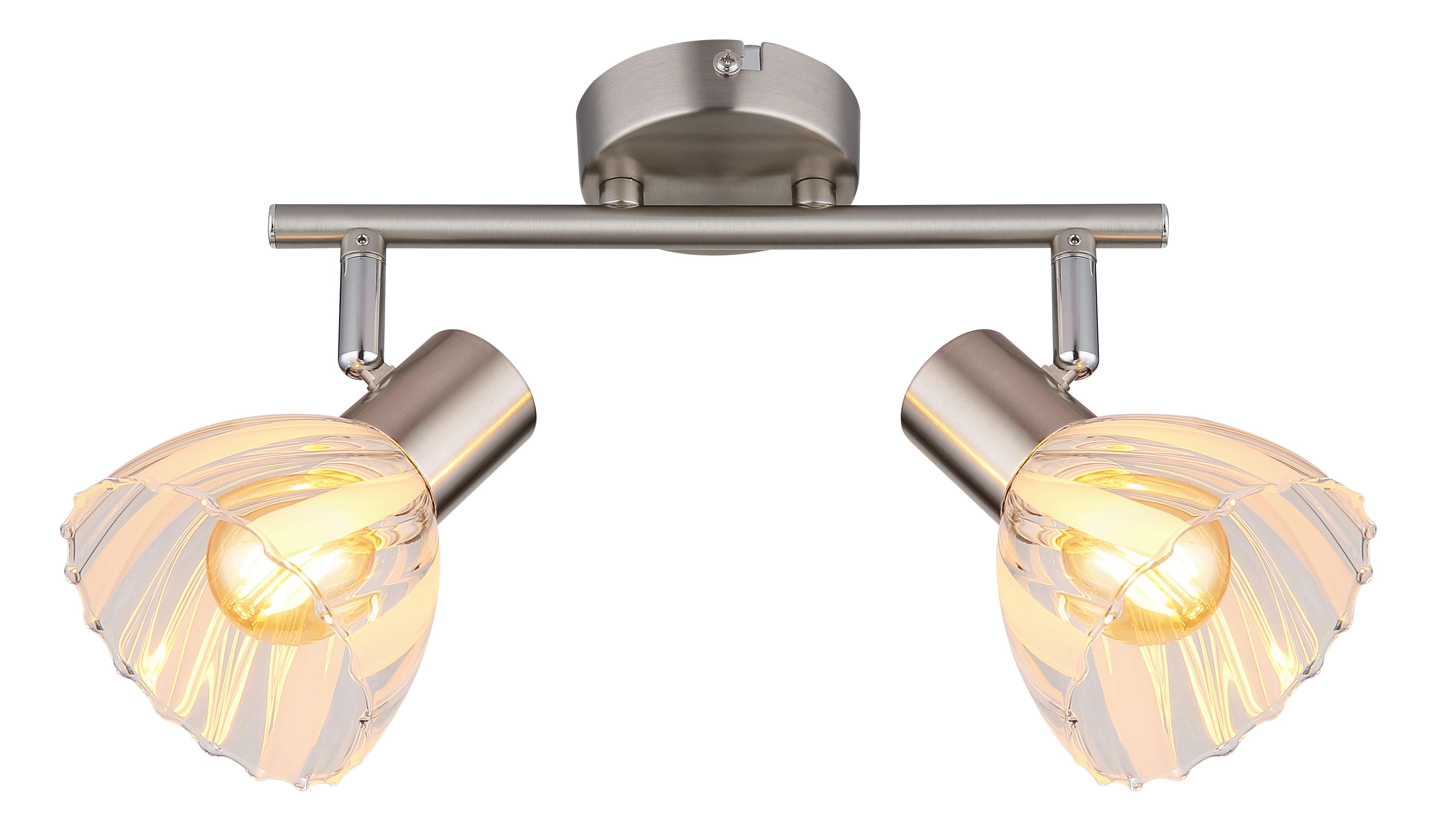 Strahler Zachery Nickelfarben L: 25 cm - Nickelfarben, KONVENTIONELL, Glas/Metall (25/13/19cm) - Globo