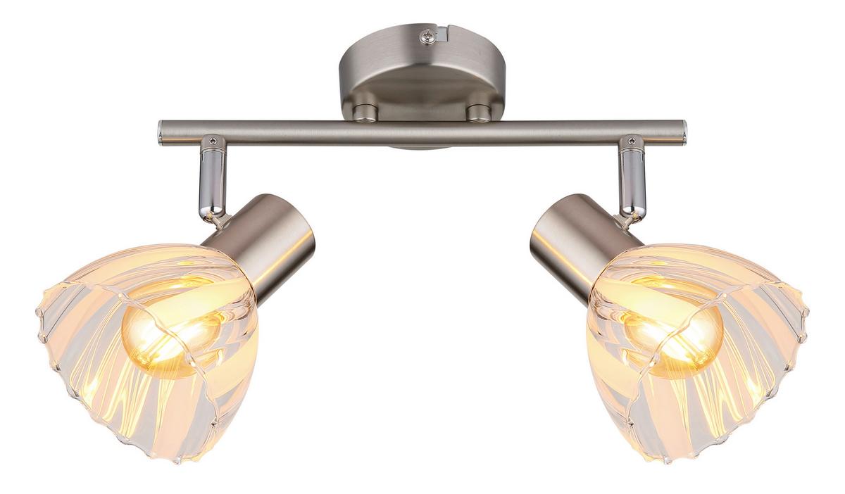 Strahler Zachery Nickelfarben L: 25 cm - Nickelfarben, KONVENTIONELL, Glas/Metall (25/13/19cm) - Globo