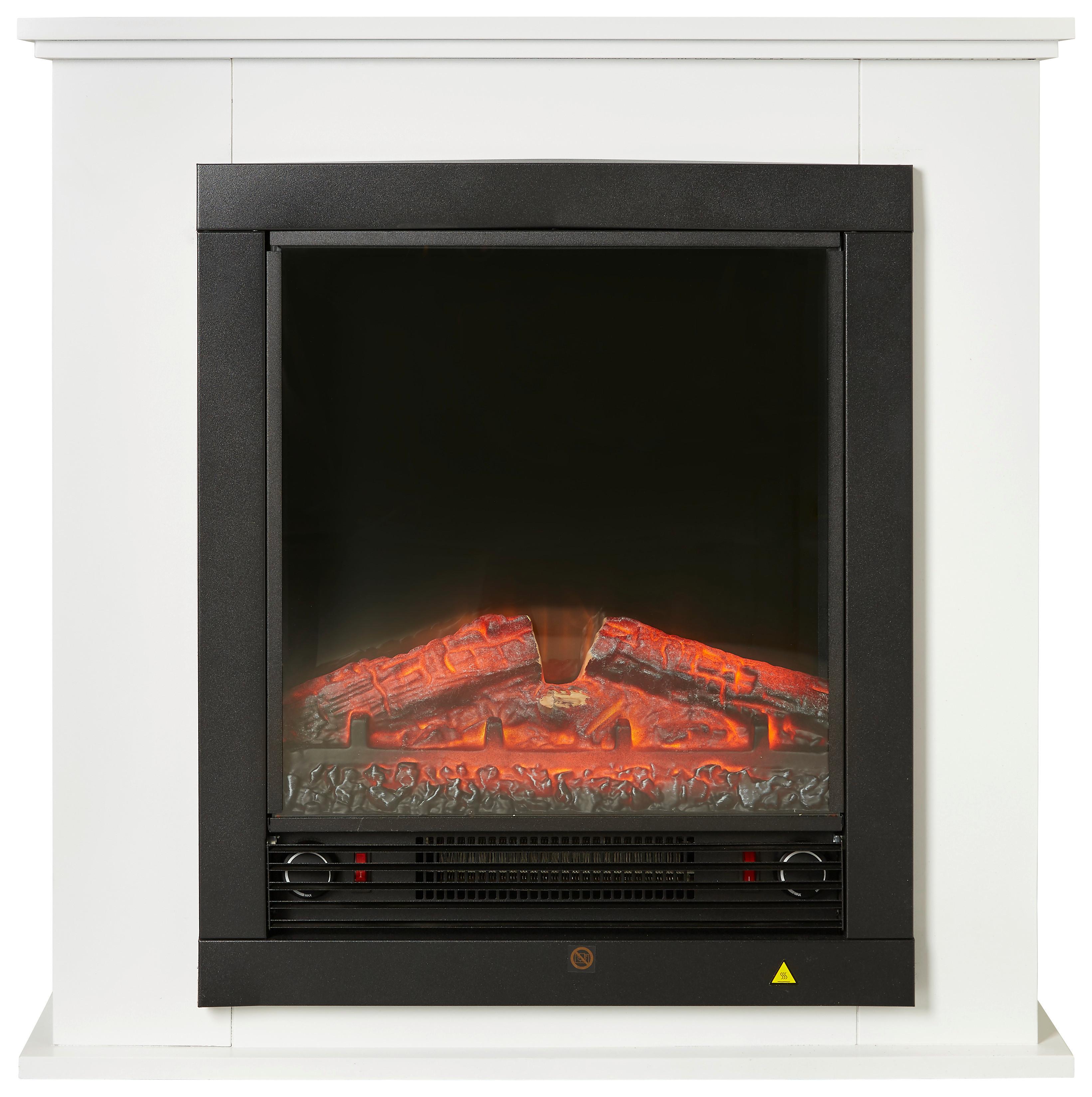 Elektrokamin Geneva 1800 W Weiß mit Flammeneffekt - Weiß, MODERN, Glas/Metall (70/71/22cm)