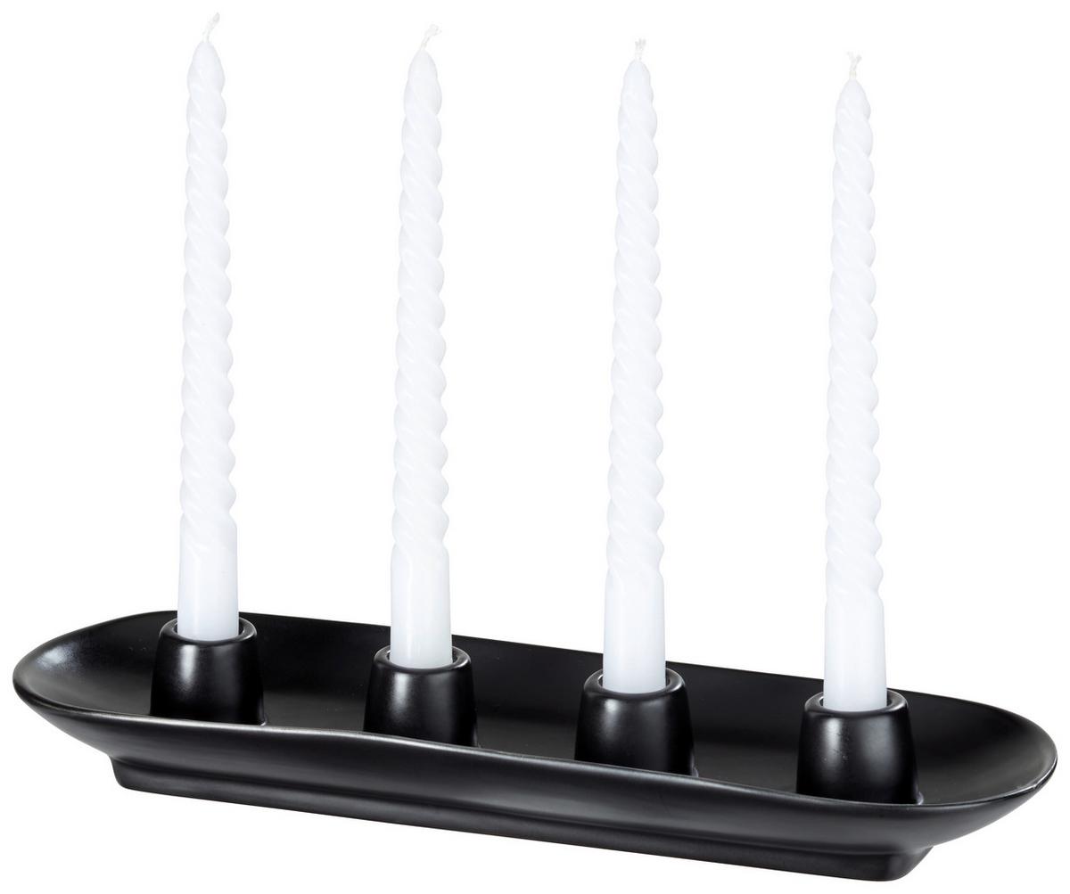 Svietnik Noir - čierna, keramika (34/11/4,5cm) - Modern Living