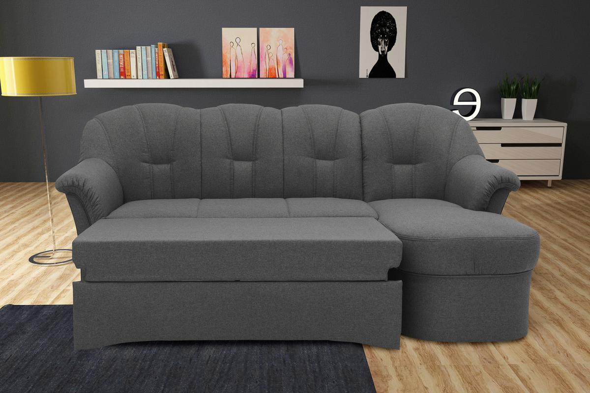 Ecksofa mit Schlaffunktion Papenburg Grau - Schwarz/Grau, KONVENTIONELL, Textil (233/142cm) - MID.YOU