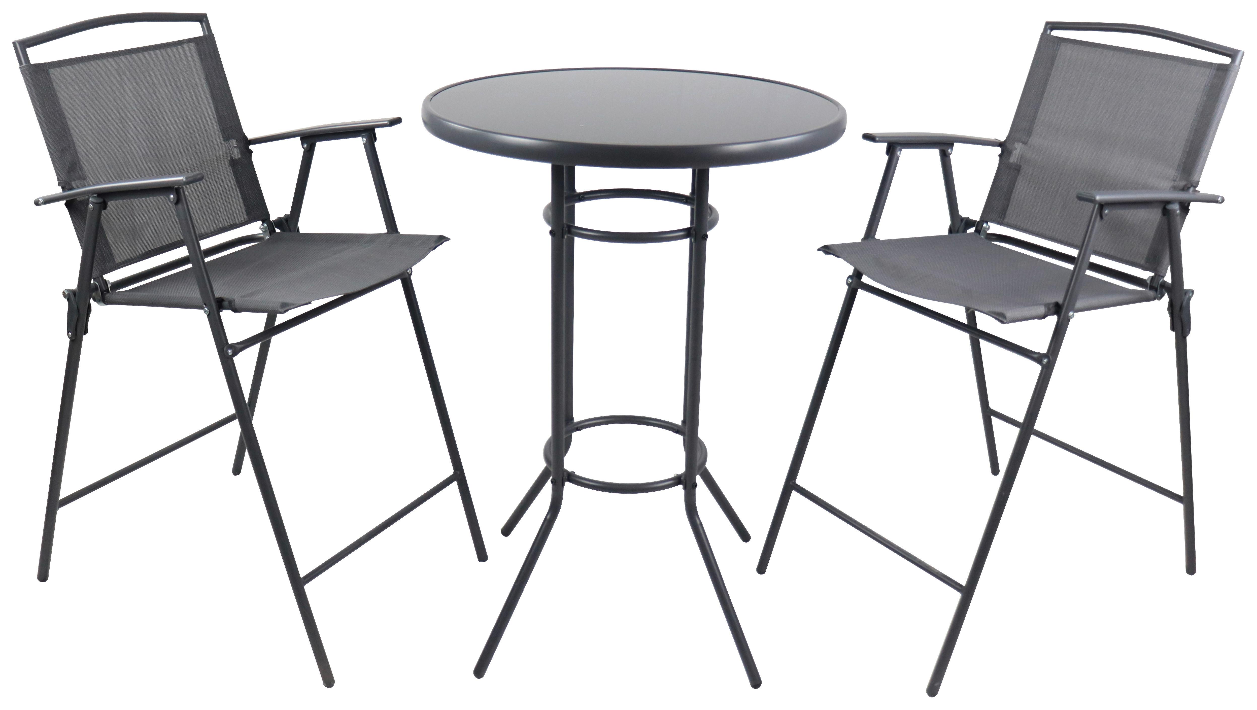 Gartenmöbel Set 3--Teilig. Garlos aus Metall/Kunststoff/Textil - Anthrazit, MODERN, Kunststoff/Textil - Ambia Garden
