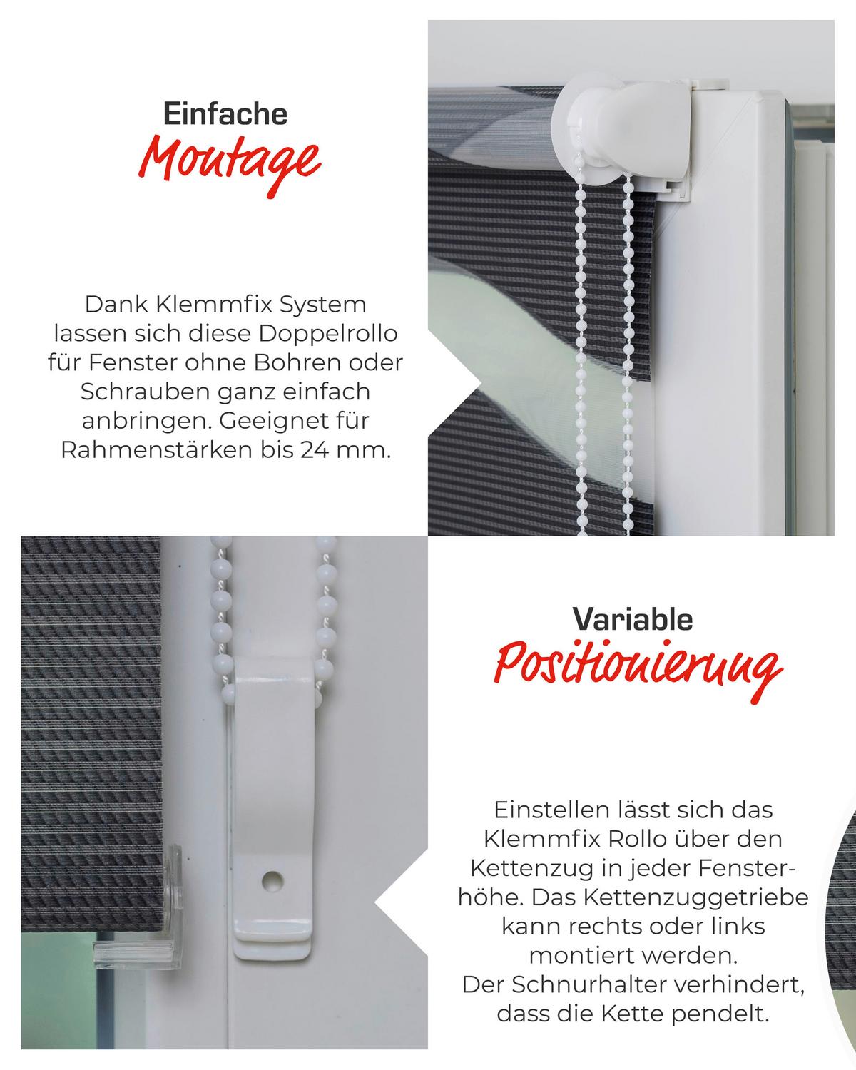 DOPPELROLLO Anthrazit 95x150 cm - Anthrazit, Basics, Textil (95/150cm) - Schwöller