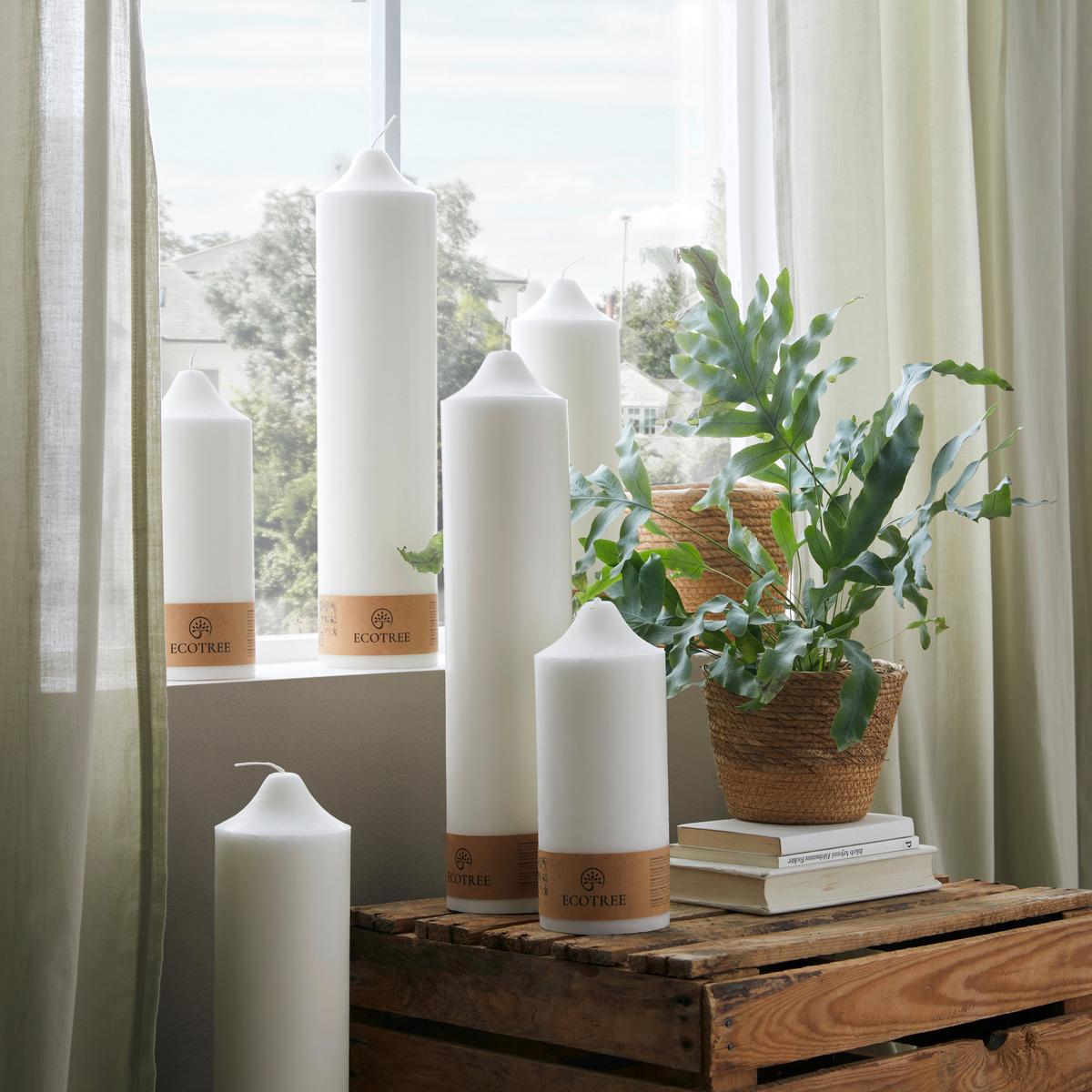 Sviečka v tvare valca Organic, 10/35cm - biela (10/35cm) - ecoTree