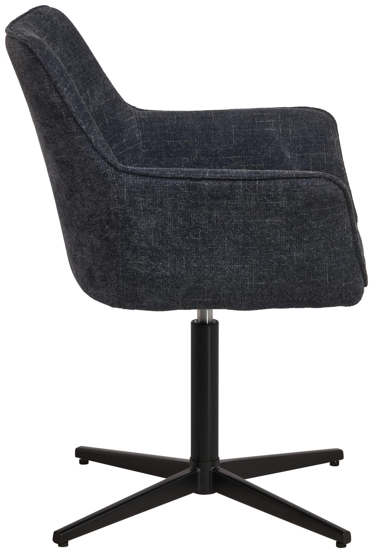 Armlehnstuhl Pat Blau/sitzfl. 360° Drehbar - Schwarz/Dunkelblau, KONVENTIONELL, Holz/Textil (60/86.5/61cm) - MID.YOU