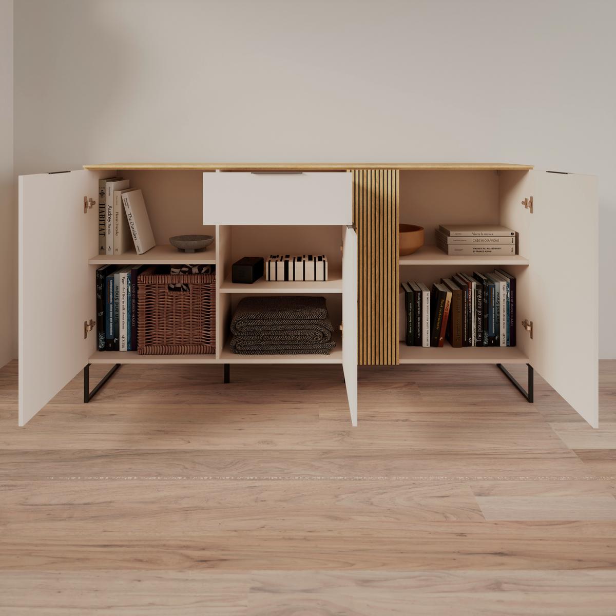 Sideboard King Eichefarben/Kaschmir B: 170cm - Kaschmir/Eichefarben, MODERN, Holzwerkstoff (170/90/40cm)