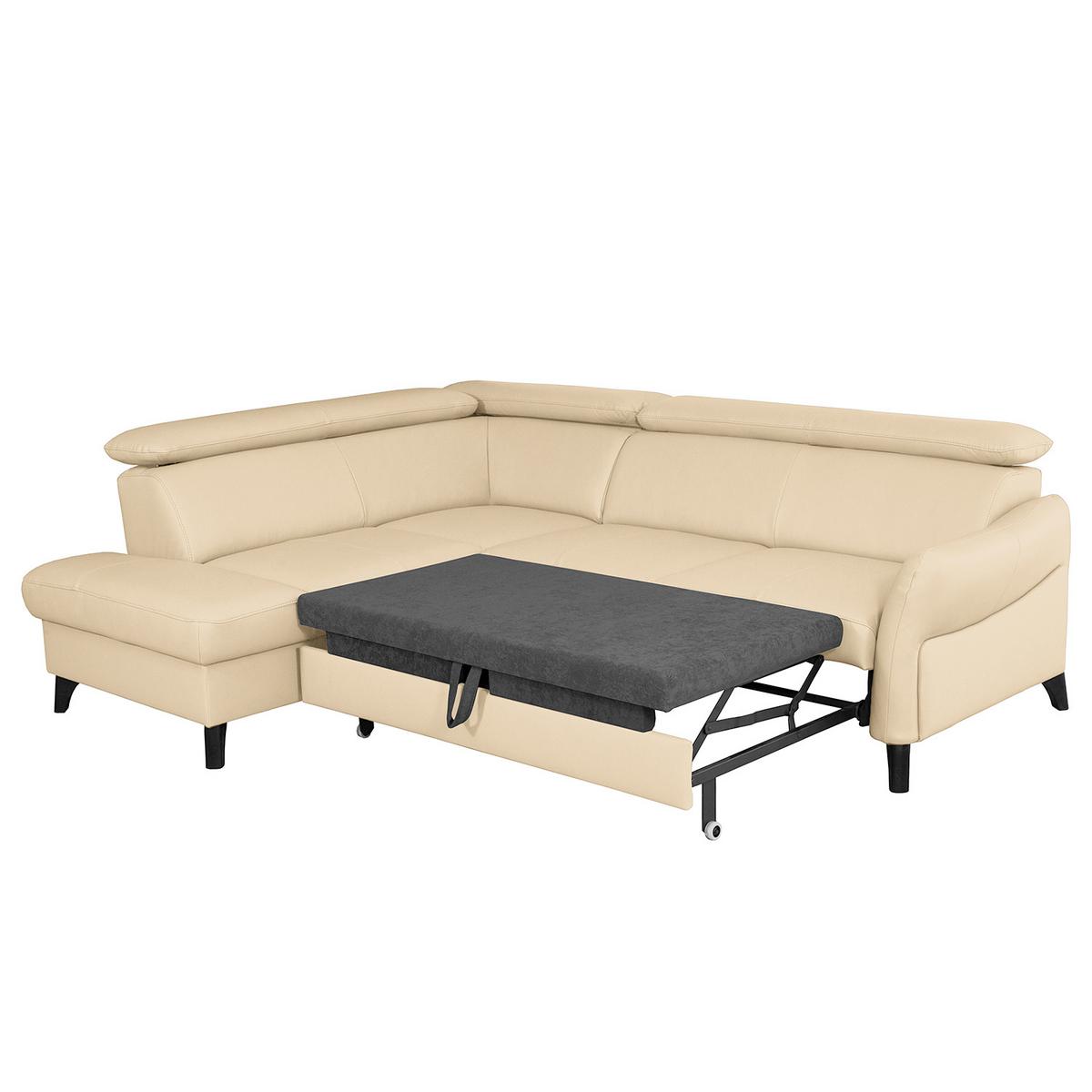 Ecksofa Note New Teilleder Beige 199x244 - Beige/Schwarz, Design, Leder/Textil (199/244cm) - Livetastic