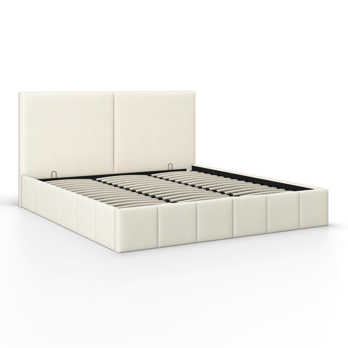 Čalúnená posteľ MILA 180x200 cm, biela - čierna/slonovinová, Modern, kov/drevo (180/200cm) - Bessagi Home