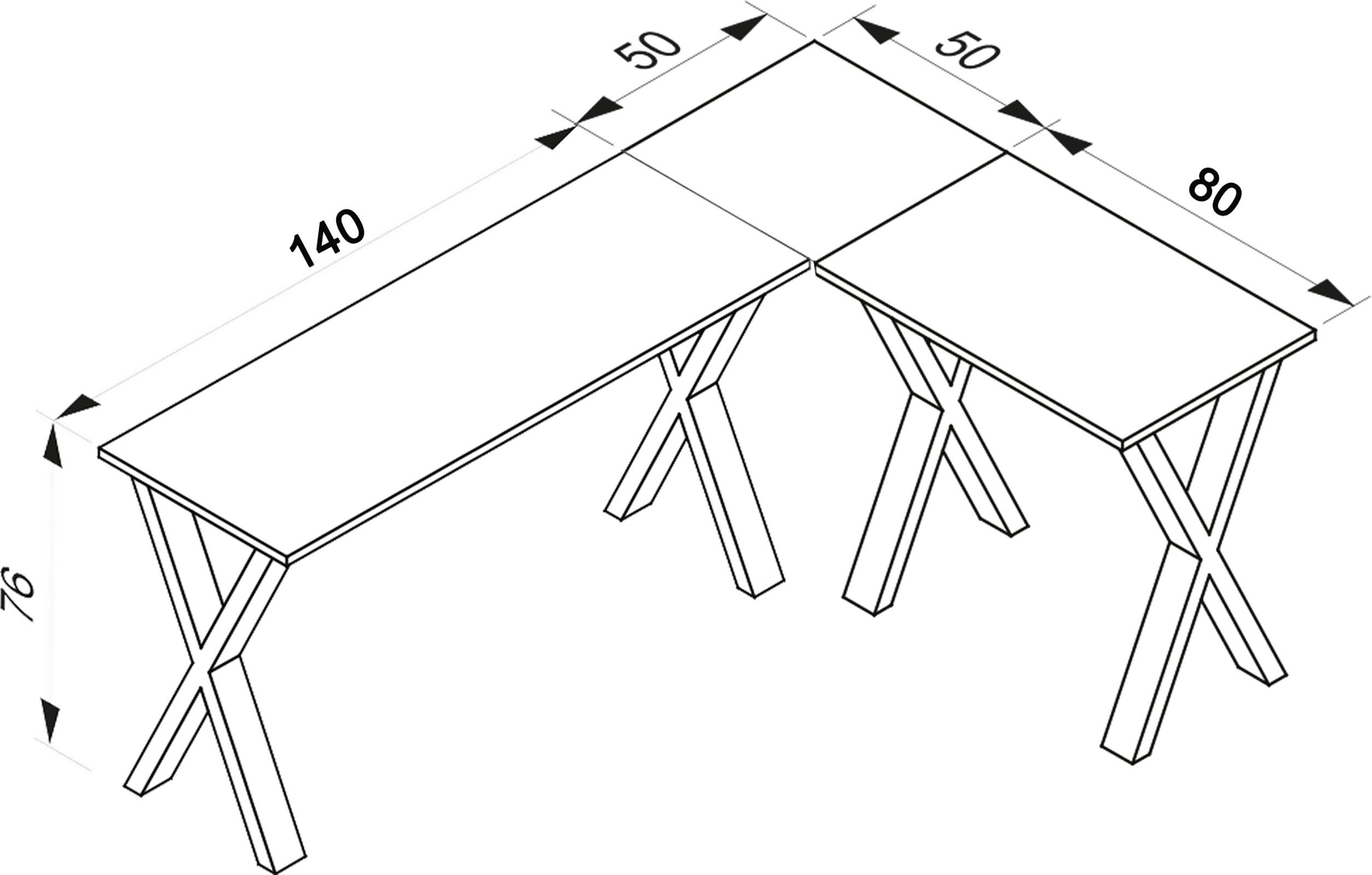 Eckschreibtisch Lona Anthrazit/Silberfarbe L: 190cm - Anthrazit/Silberfarben, Design, Holzwerkstoff/Metall (190/130/76cm) - MID.YOU
