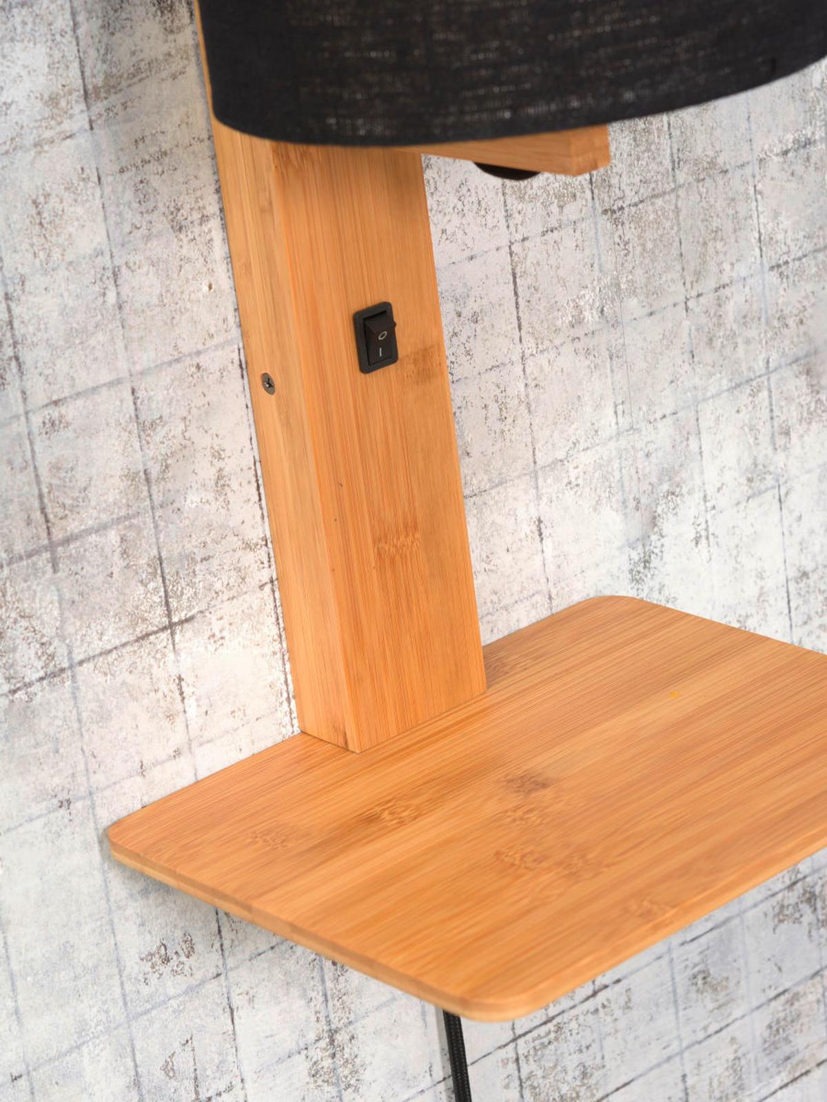 Wandleuchte Andes/w1/n/1815/b - Schwarz/Naturfarben, Trend, Holz/Textil (19/24/36cm) - Good & Mojo