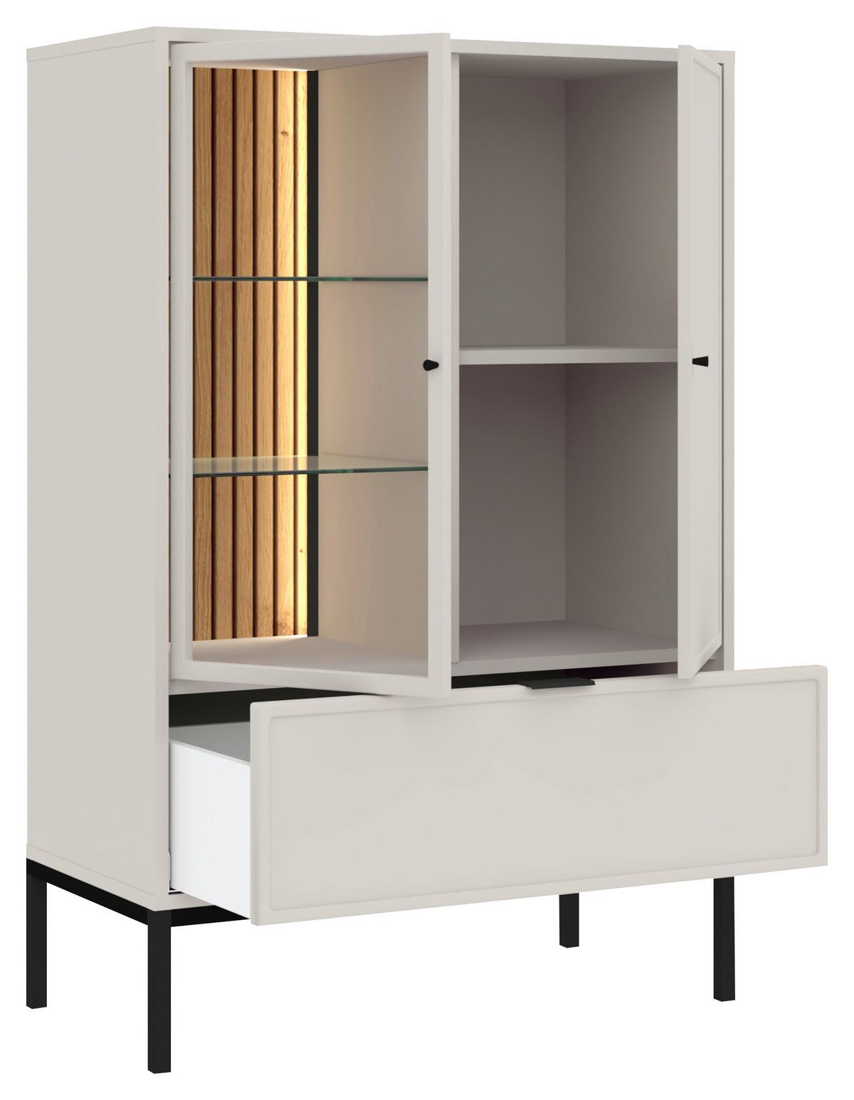 Vitrine Deco Schwarz/Kaschmir B: 76cm - Kaschmir/Schwarz, Design, Glas/Holzwerkstoff (76/115,5/40cm) - MID.YOU