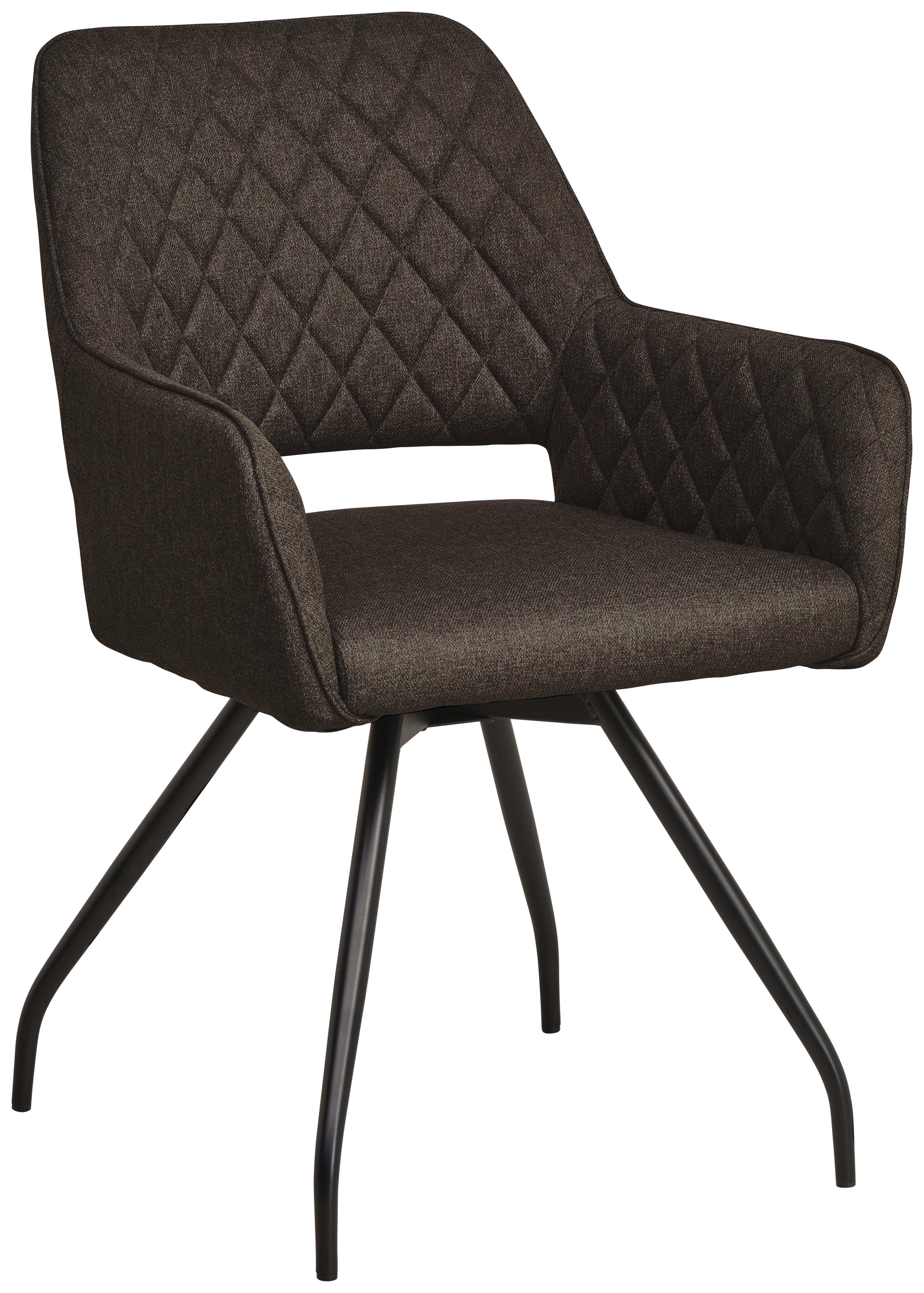 Armlehnstuhl Pam Braun, Sitzfl. 360° drehbar - Graubraun/Schwarz, KONVENTIONELL, Holz/Textil (57/85.5/60cm) - MID.YOU