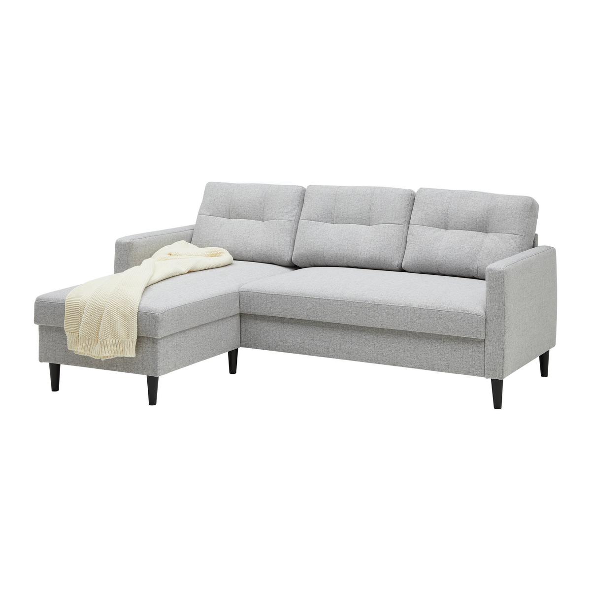 Sedací souprava BERGEN, oboustranná, šedá - černá/světle šedá, Moderní, kov/dřevo (192/82/138cm) - Based