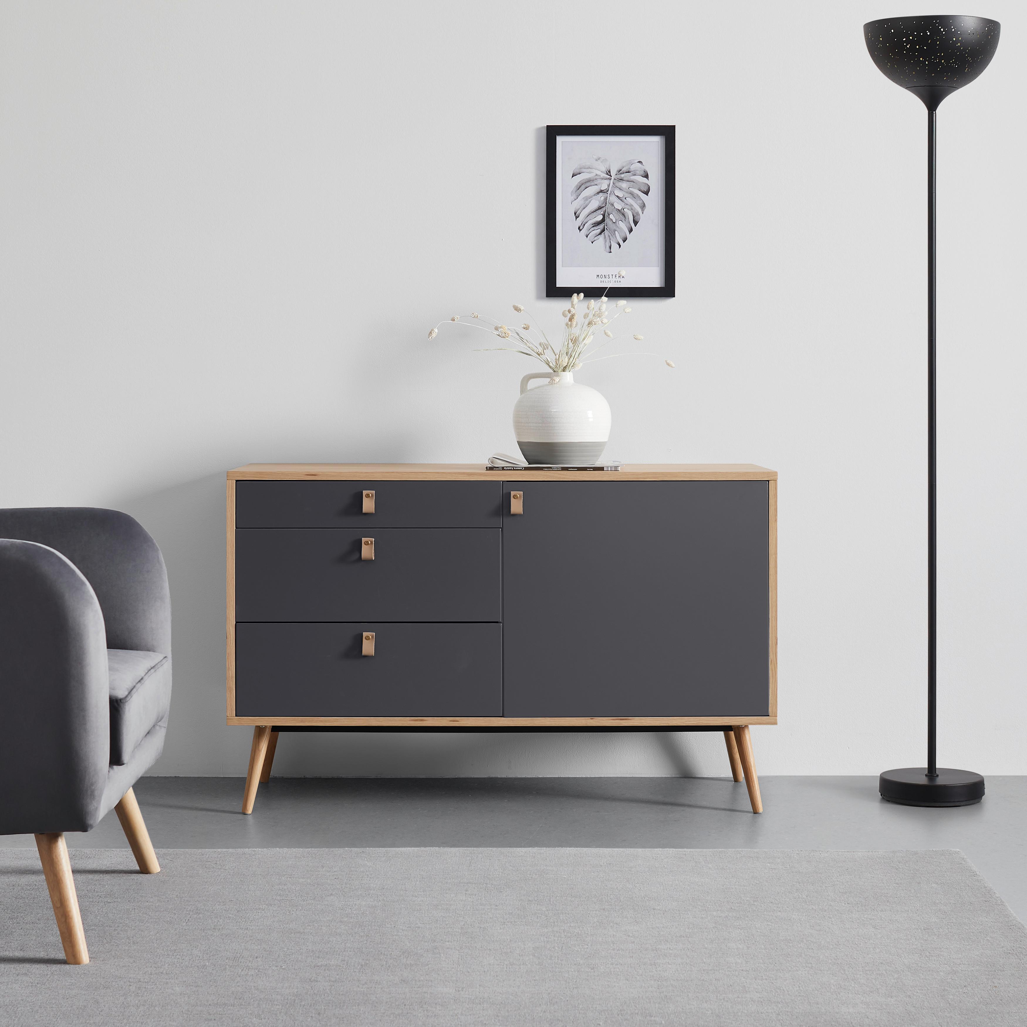 Široká komoda LENA prírodné farby/sivá - svetlohnedá/sivá, Modern, drevo/kompozitné drevo (120/75/40cm) - Bessagi Home