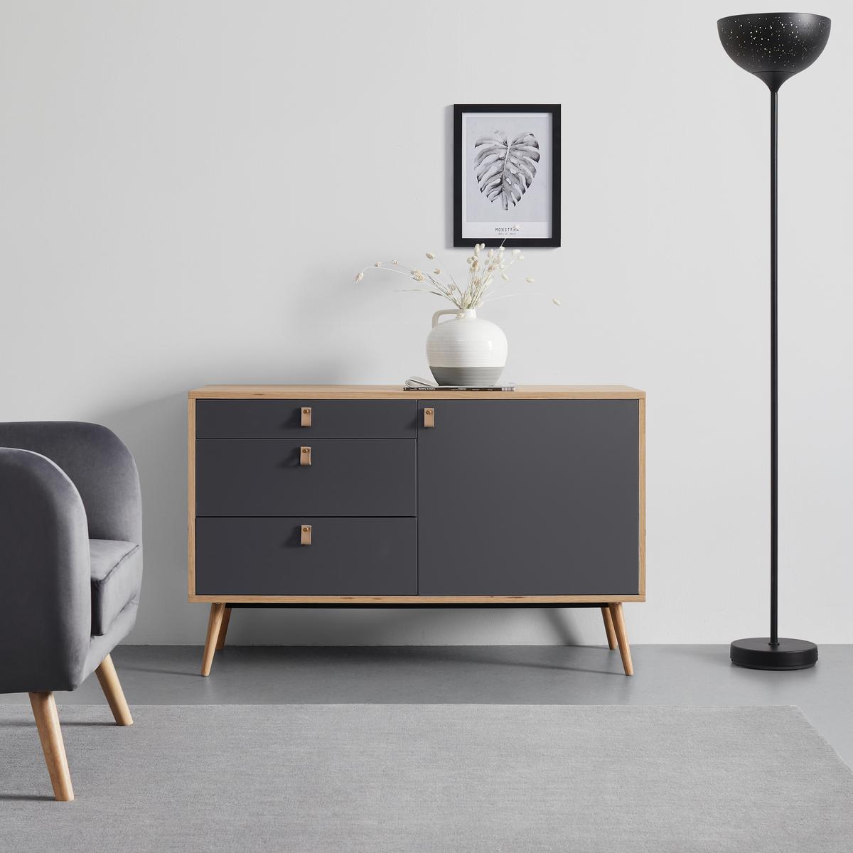 Široká komoda LENA prírodné farby/sivá - svetlohnedá/sivá, Modern, drevo/kompozitné drevo (120/75/40cm) - Bessagi Home