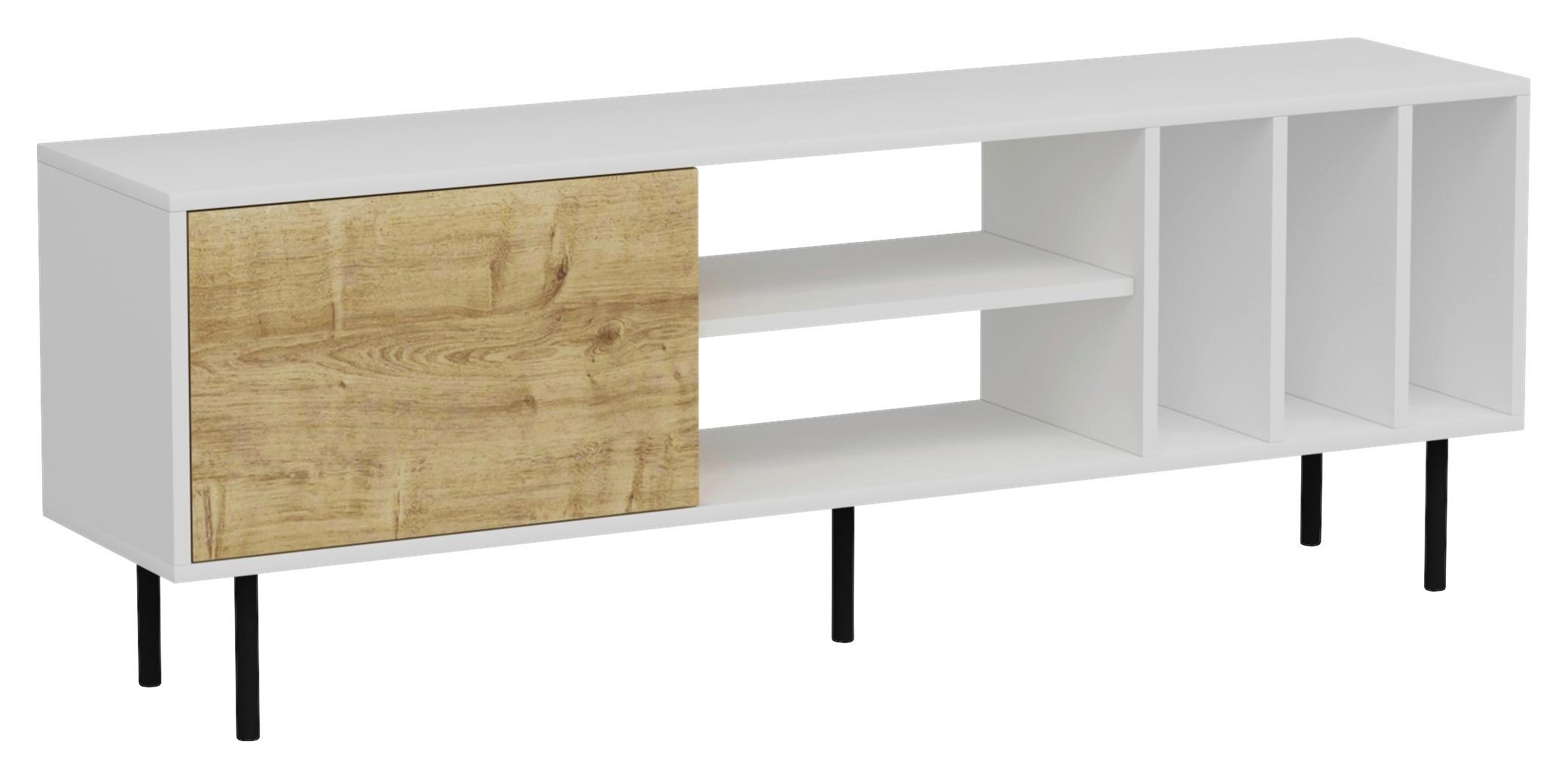 Lowboard Hera TV-Schrank - Eichefarben/Schwarz, Design, Holzwerkstoff (160/57/35cm) - Livetastic