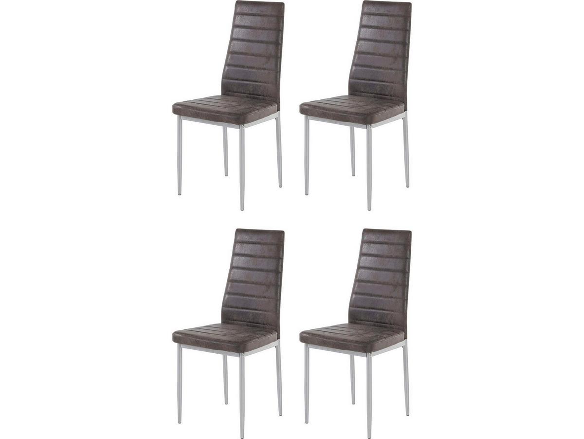 Stuhl-set Kate Dunkelgrau B: 42cm 4--Teilig - Dunkelgrau/Grau, Design, Textil/Metall (42/98/53cm) - MID.YOU