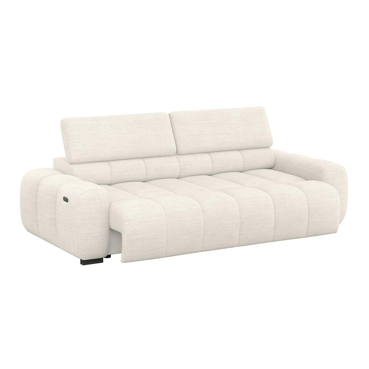Big Sofa Bull Webstoff greige, B: 248 cm - Greige/Schwarz, Design, Textil (248/77-97/108cm) - Luca Bessoni