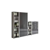 Aktenschrank Office Edition Grau/anthrazit Hg B: 257cm - Anthrazit Hochglanz/Grau, MODERN, Holzwerkstoff (257/185,6/33cm) - MID.YOU