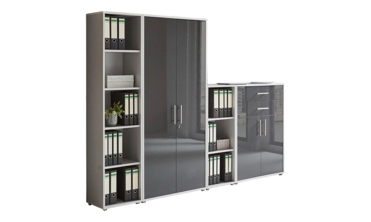 Aktenschrank Office Edition Grau/anthrazit Hg B: 257cm - Anthrazit Hochglanz/Grau, MODERN, Holzwerkstoff (257/185,6/33cm) - MID.YOU
