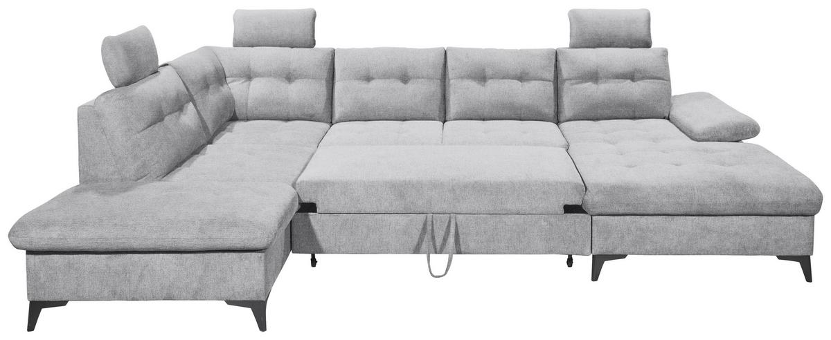 Sedacia súprava DURBAN U, ľavá, svetlosivá - čierna/svetlosivá, Konventionell, textil/plast (218/324/170cm) - MID.YOU