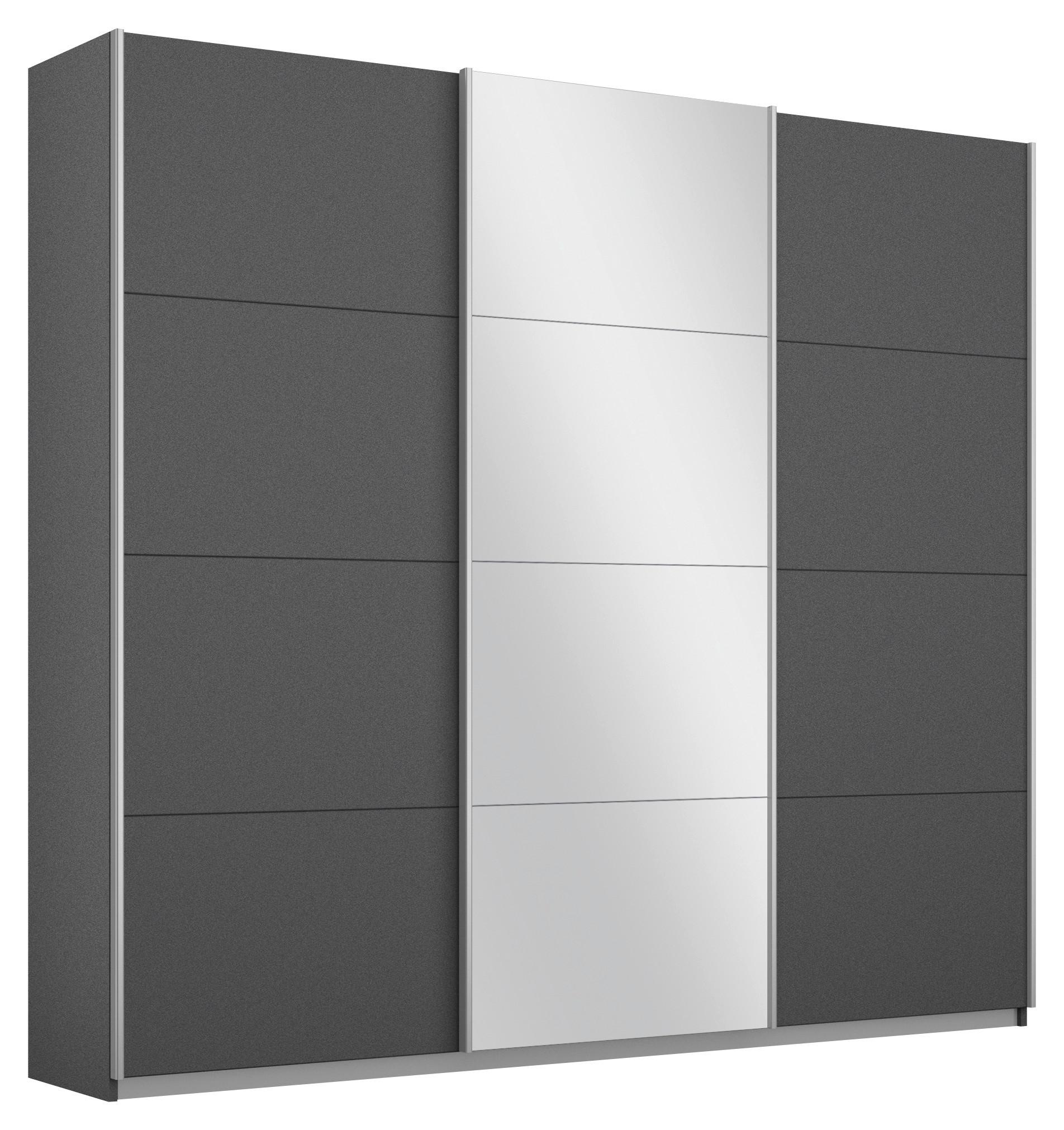 Schwebetürenschrank m. Spiegel 203cm Miami, Grau - Grau, MODERN, Holzwerkstoff (203/210/62cm) - Luca Bessoni