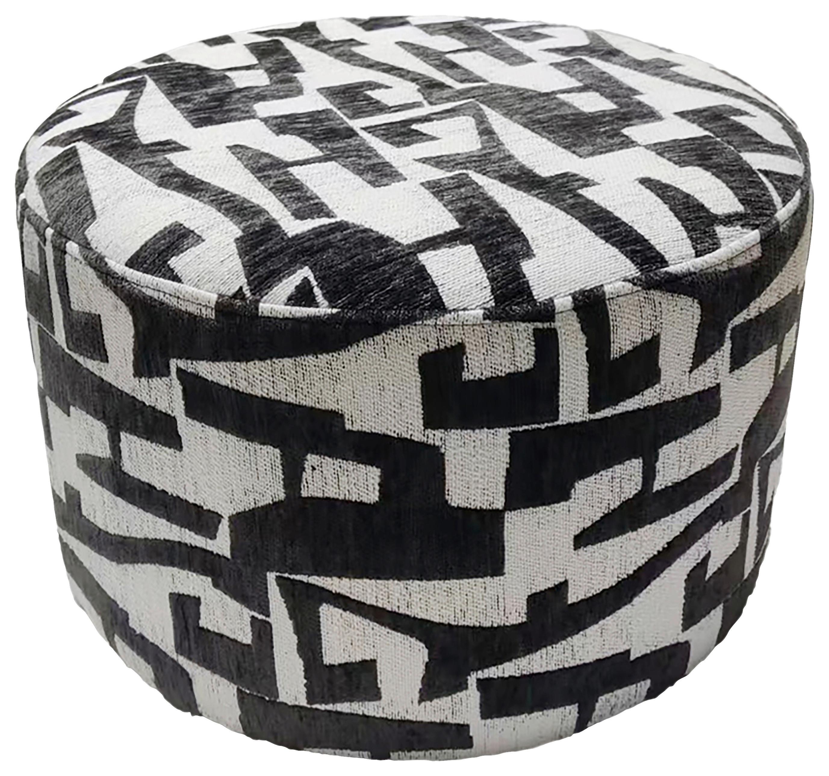 Taburet MILA, černo-bílá žinylka,do 120 kg - bílá/černá, Lifestyle, kompozitní dřevo/textil (52/33/52cm) - Mömax
