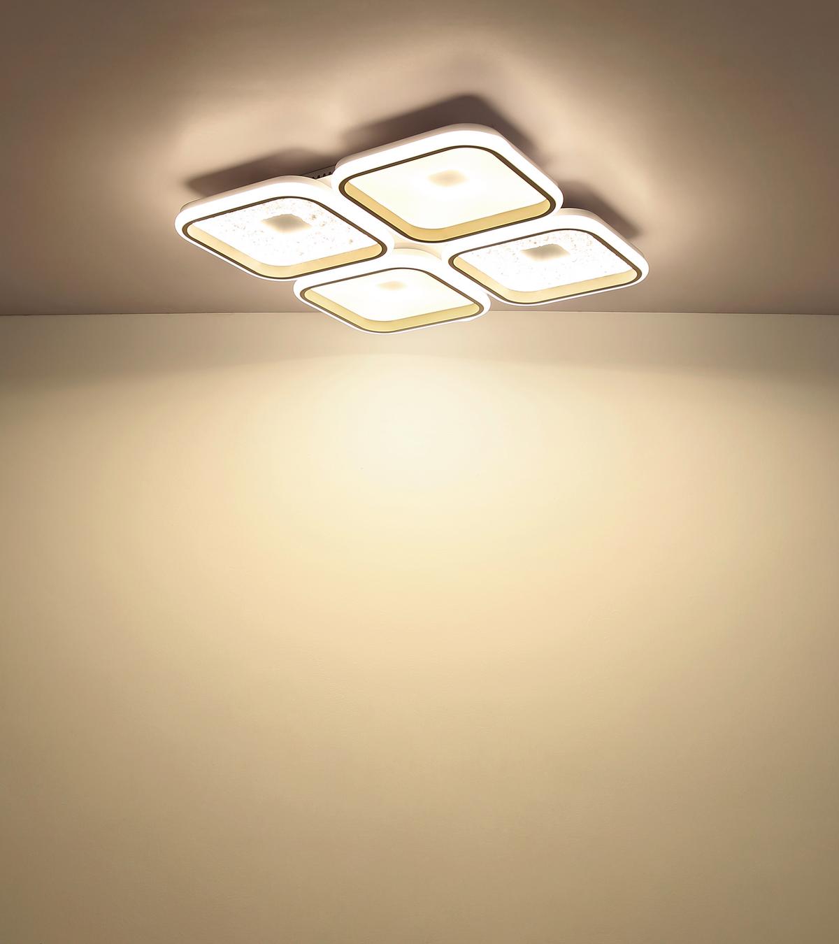 LED-Deckenleuchte Memory-Funktion - Sandfarben/Klar, Design, Kunststoff/Metall (54/54/7,8cm) - Globo