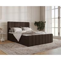 Boxbett Lila mit Topper 140x200 - Dunkelbraun/Schwarz, MODERN, Holz/Kunststoff (140/200cm) - Livetastic
