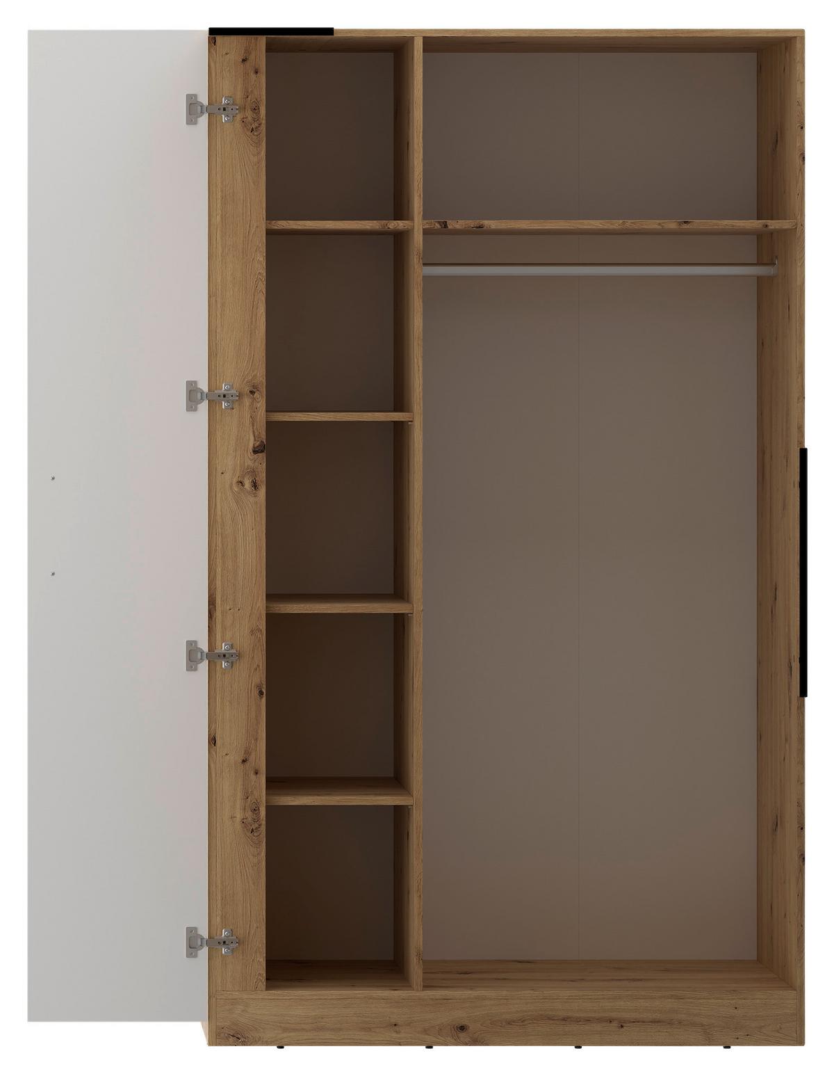 Eckschrank Begehbar Mit Regal 150cm Box, Eiche Dekor/weiß - Weiß/Eiche Artisan, MODERN, Holzwerkstoff (150/205/120cm) - Ondega