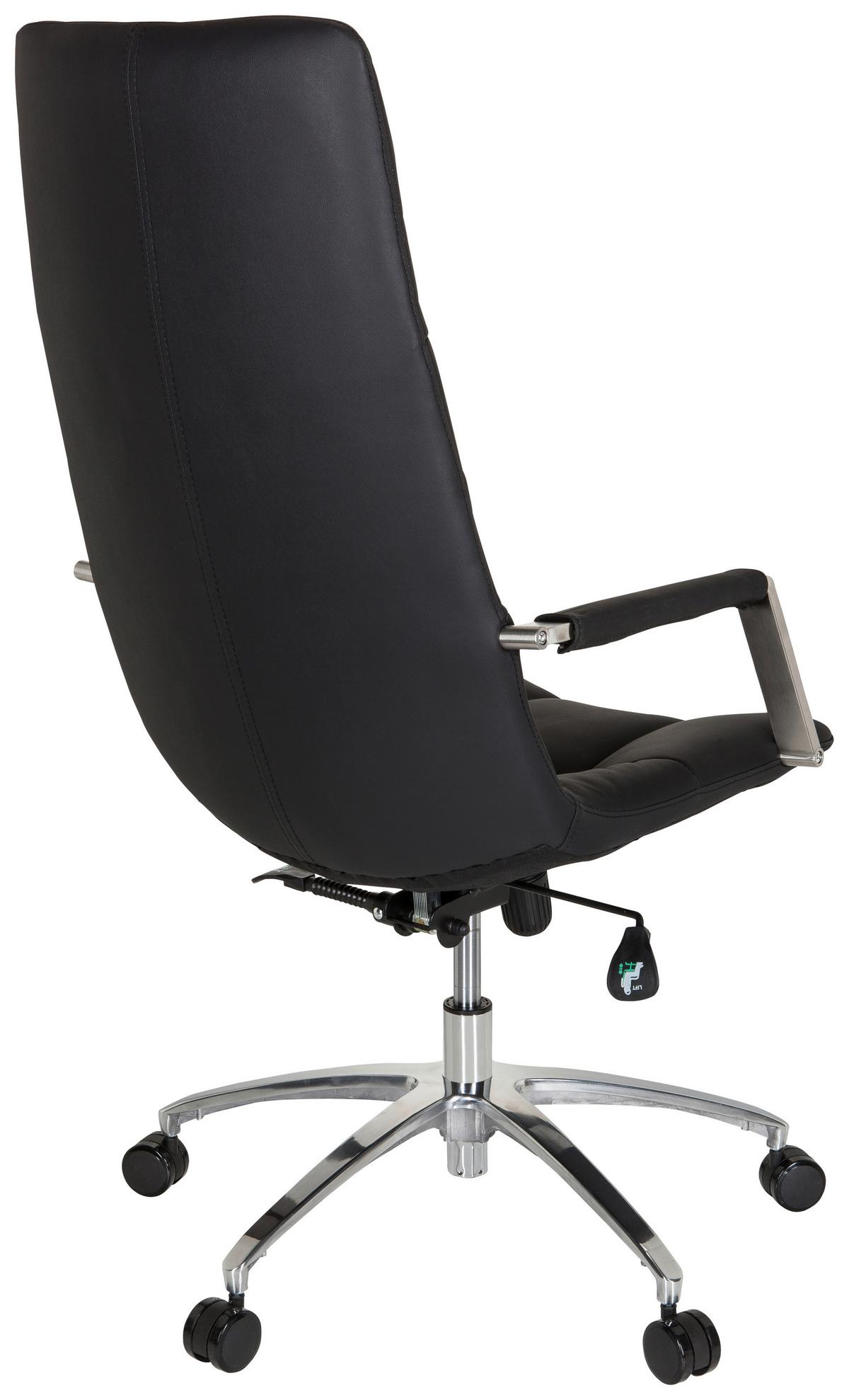 Drehstuhl Saranto Pro Schwarz - Silberfarben/Schwarz, MODERN, Leder/Kunststoff (58/115/74cm) - MID.YOU