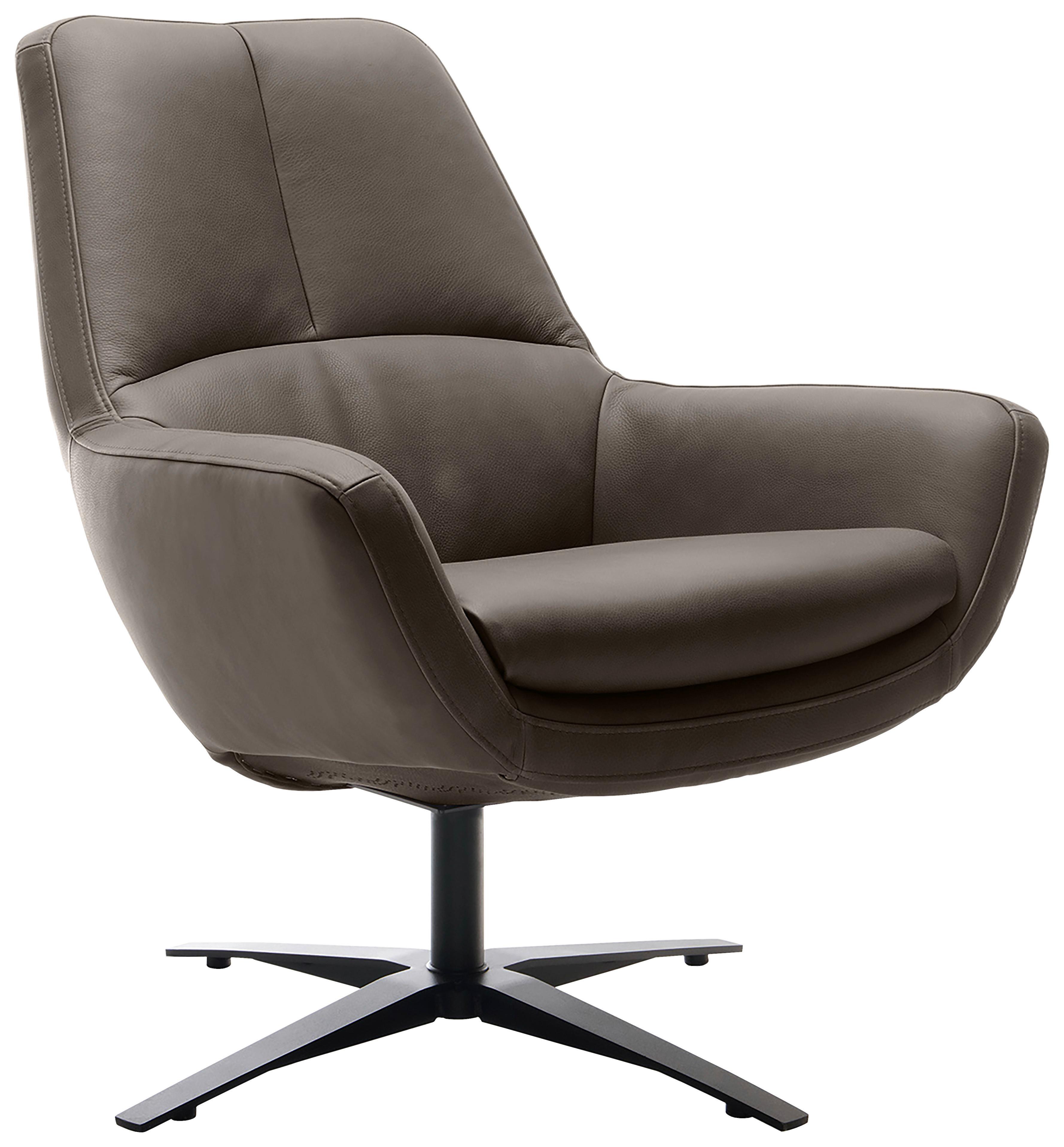 SESSEL BE ORGANIC - Schwarz/Grau, MODERN, Leder (81/92/83cm) - Trendmanufaktur
