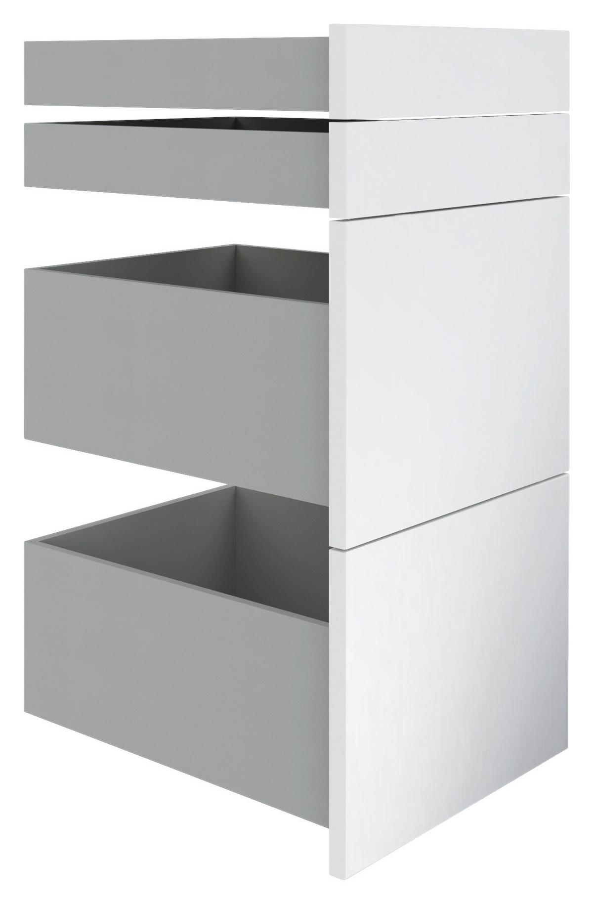 SADA ZÁSUVIEK UNIT - biela s vysokým leskom, Modern, kompozitné drevo (45,3/83/47cm) - Ondega