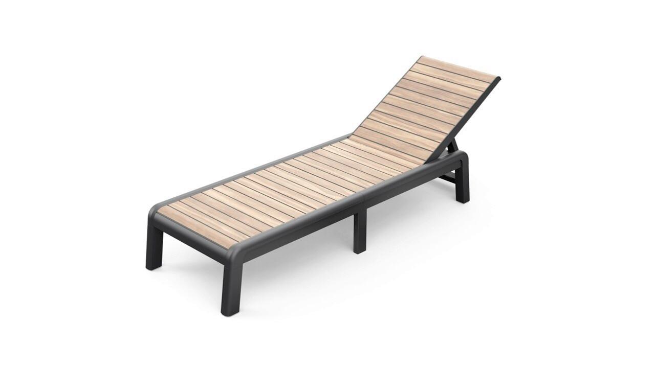 Sonnenliege Porto Sonnenliege - Walnussfarben/Graphitfarben, Basics, Kunststoff (188/29/59cm)