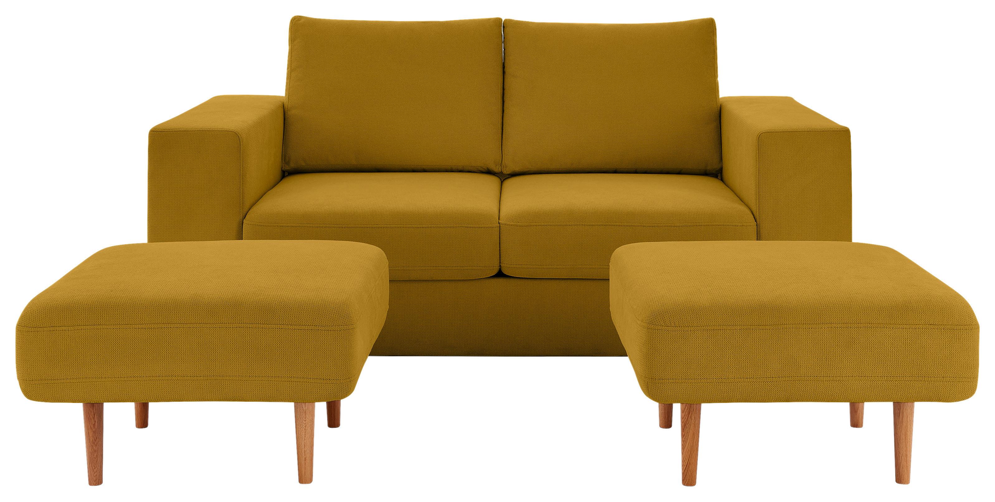 3-SITZER-SOFA LOOKS V-2 - Eichefarben/Gelb, Design, Textil (212/96/107cm) - LOOKS by W.Joop