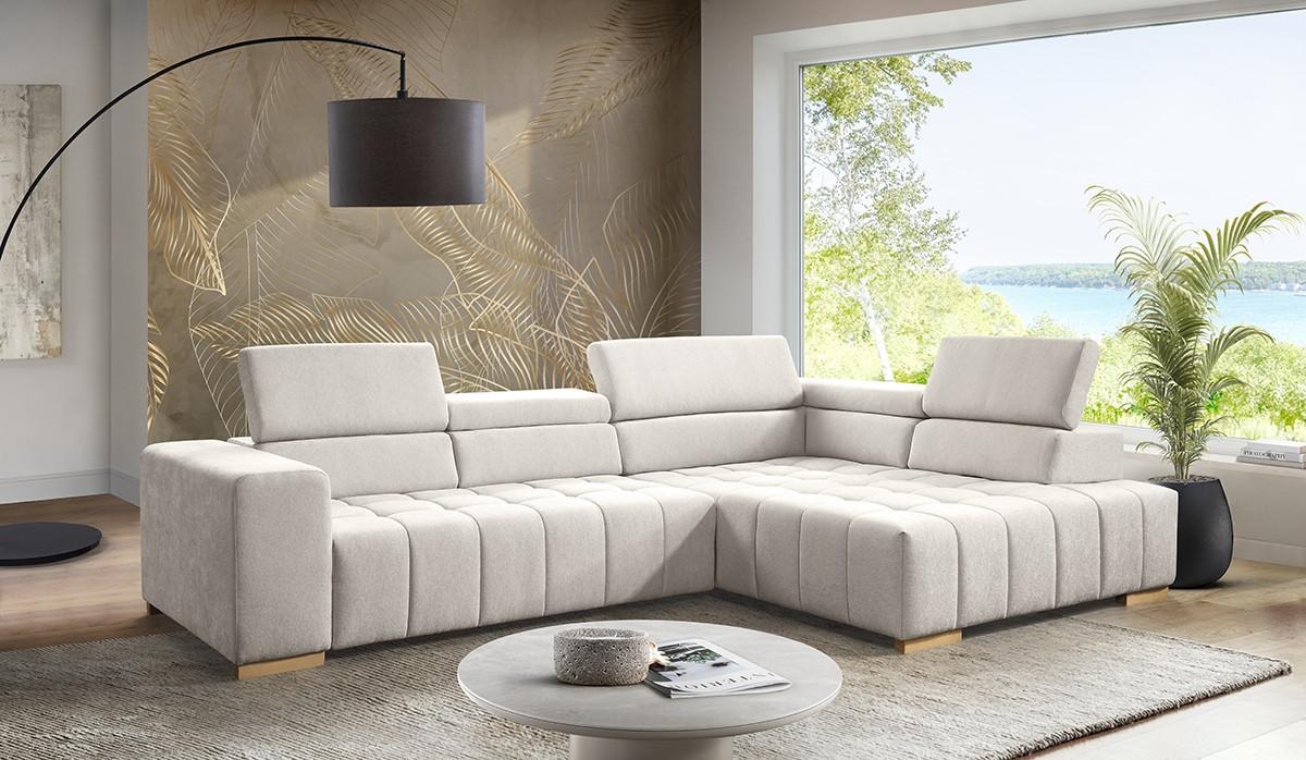 Ecksofa Elias Neu Creme S:307x201 cm - Creme/Naturfarben, Design, Textil (307/201cm) - Livetastic