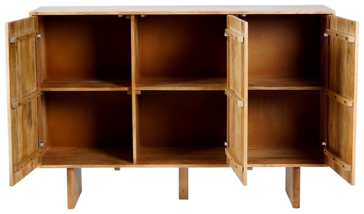Široká komoda Curve, mangové dřevo, š: 150cm - barvy dubu, Moderní, dřevo (150/100/45cm) - Zandiara