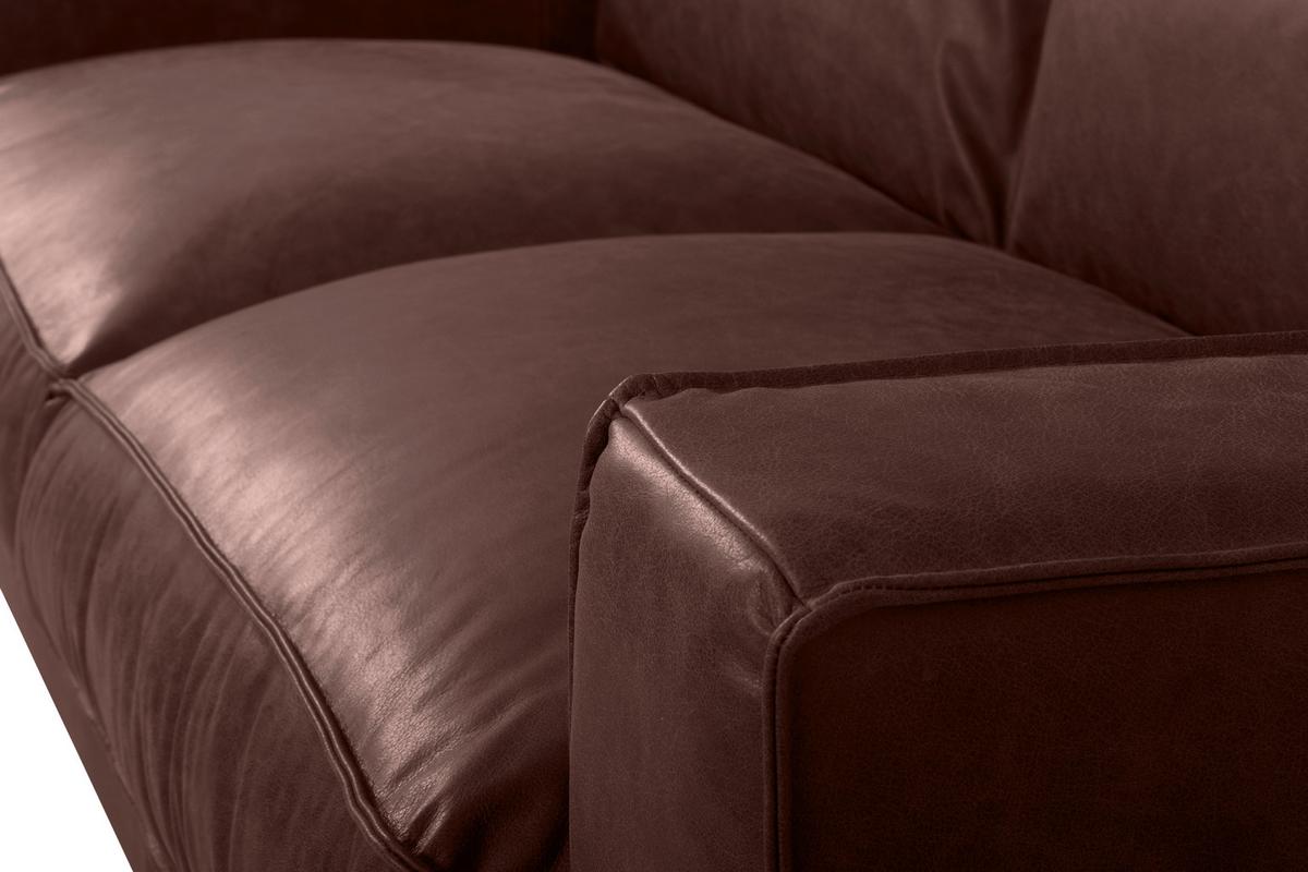 Schlafsofa Texas Braun Anilinleder, B: 203 Cm - Dunkelbraun/Braun, Design, Leder (203/85/99cm) - MID.YOU