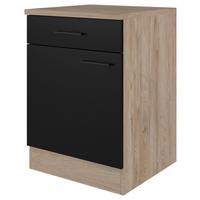 Kuchyňská spodní skříňka CAPRI CAPRI US 60 - barvy dubu/černá, Konvenční, kov/kompozitní dřevo (60/85/57cm) - FlexWell