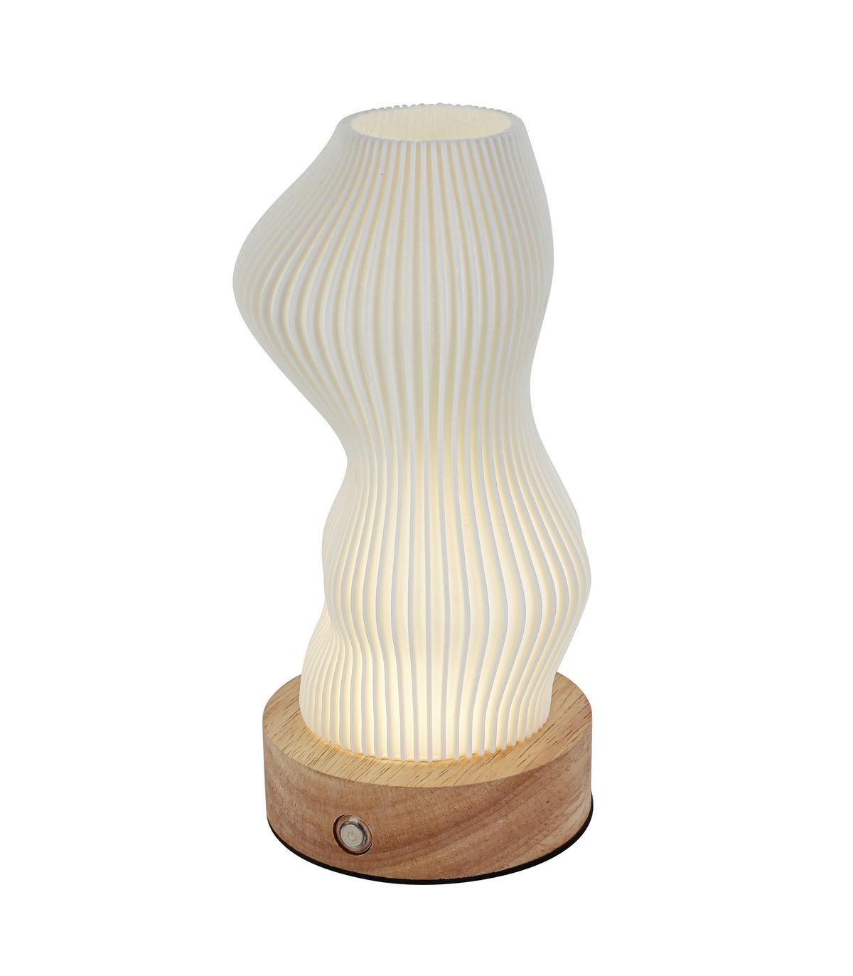 NABÍJATEĽNÁ STOLNÁ LAMPA GIRTL - biela/prírodná farba, Modern, kov/drevo (14cm) - Mömax