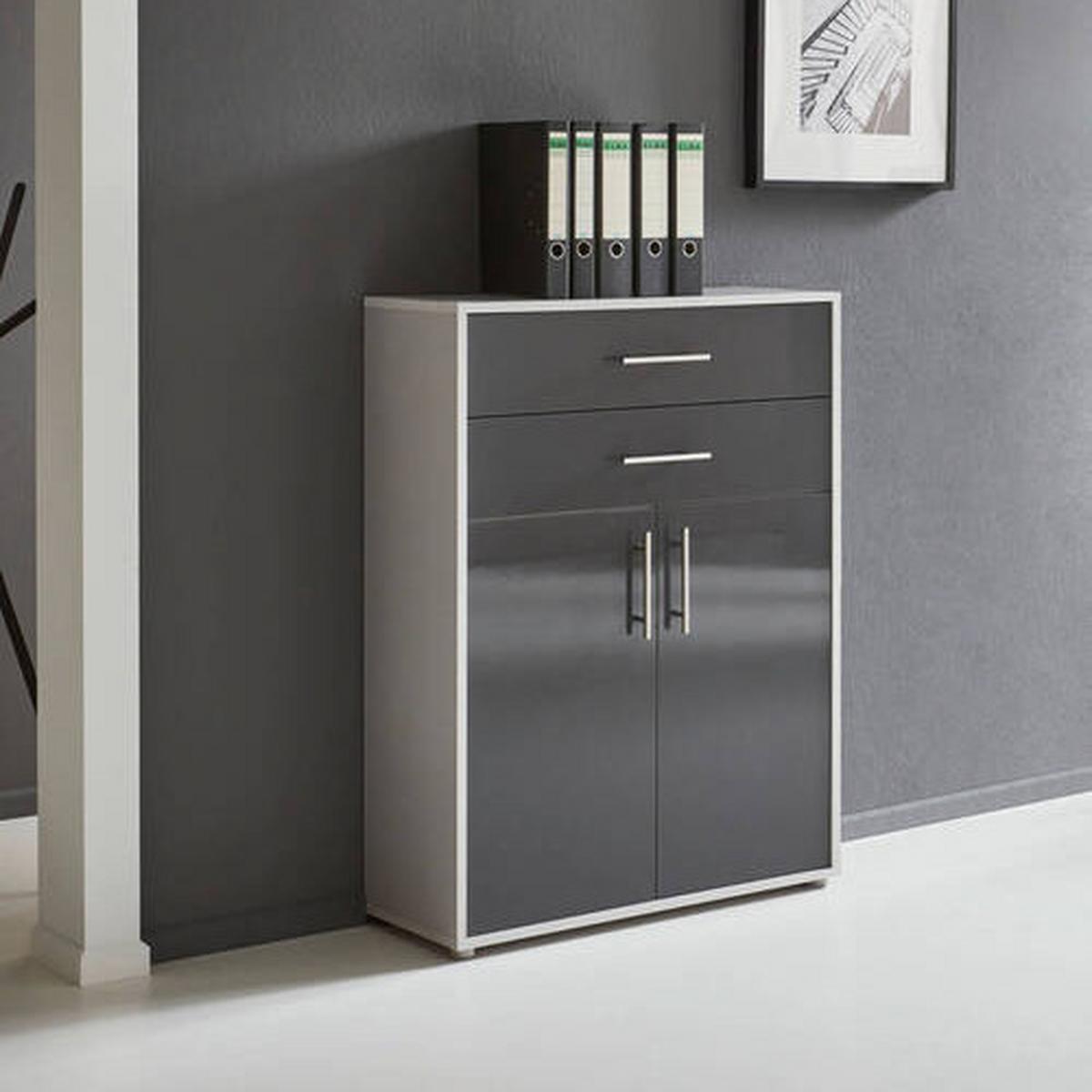 Aktenschrank Office Edition - Anthrazit Hochglanz/Grau, MODERN, Holzwerkstoff (84,5/114/33cm) - MID.YOU