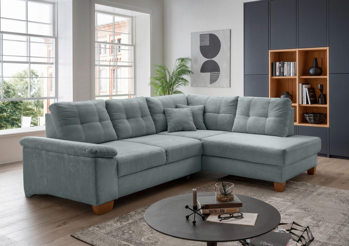 Ecksofa Brizzini Hellblau S: 274x206 Cm - Naturfarben/Hellblau, MODERN, Textil (274/206cm) - Livetastic