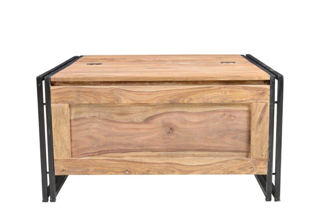 Couchtisch Naturfarben/Schwarz B: 90 cm - Schwarz/Naturfarben, Design, Holz/Metall (90/90/47cm) - MID.YOU