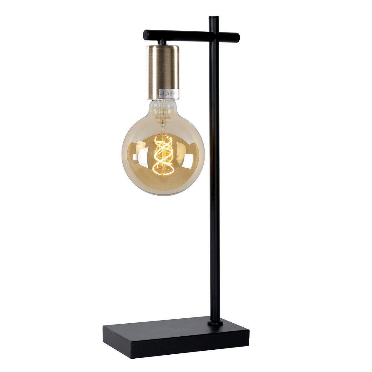 Tischleuchte Cross Schwarz Cappuccino L: 20 Cm - Bernsteinfarben/Schwarz, KONVENTIONELL, Kunststoff/Metall (20/12/52cm)