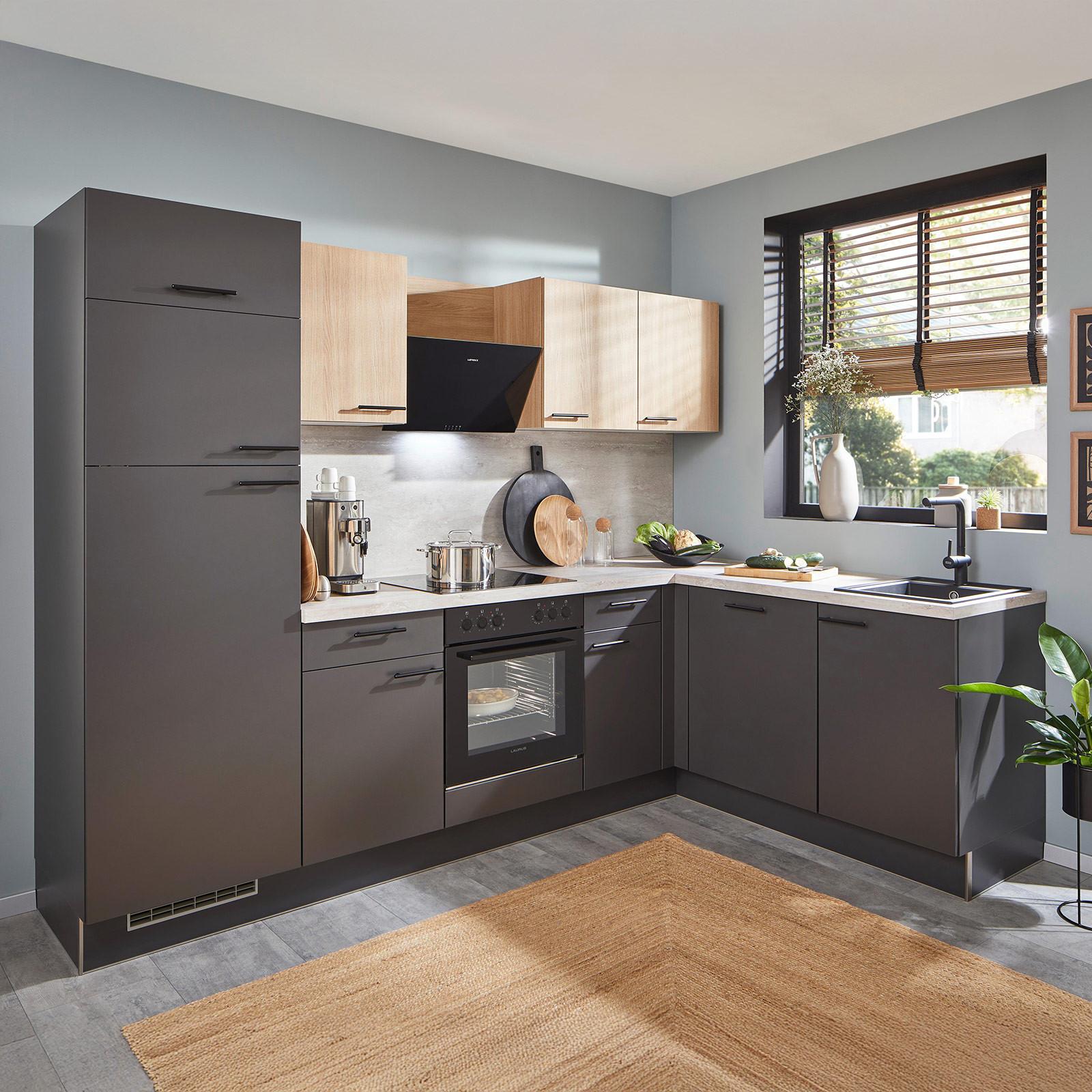 Eckküche Pn80/100 - Eichefarben/Beige, Trend, Holzwerkstoff (275/175cm) - Pino